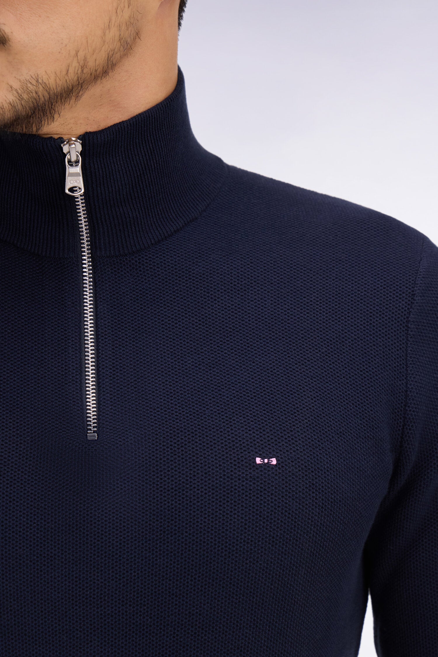 Pull col camionneur en coton marine