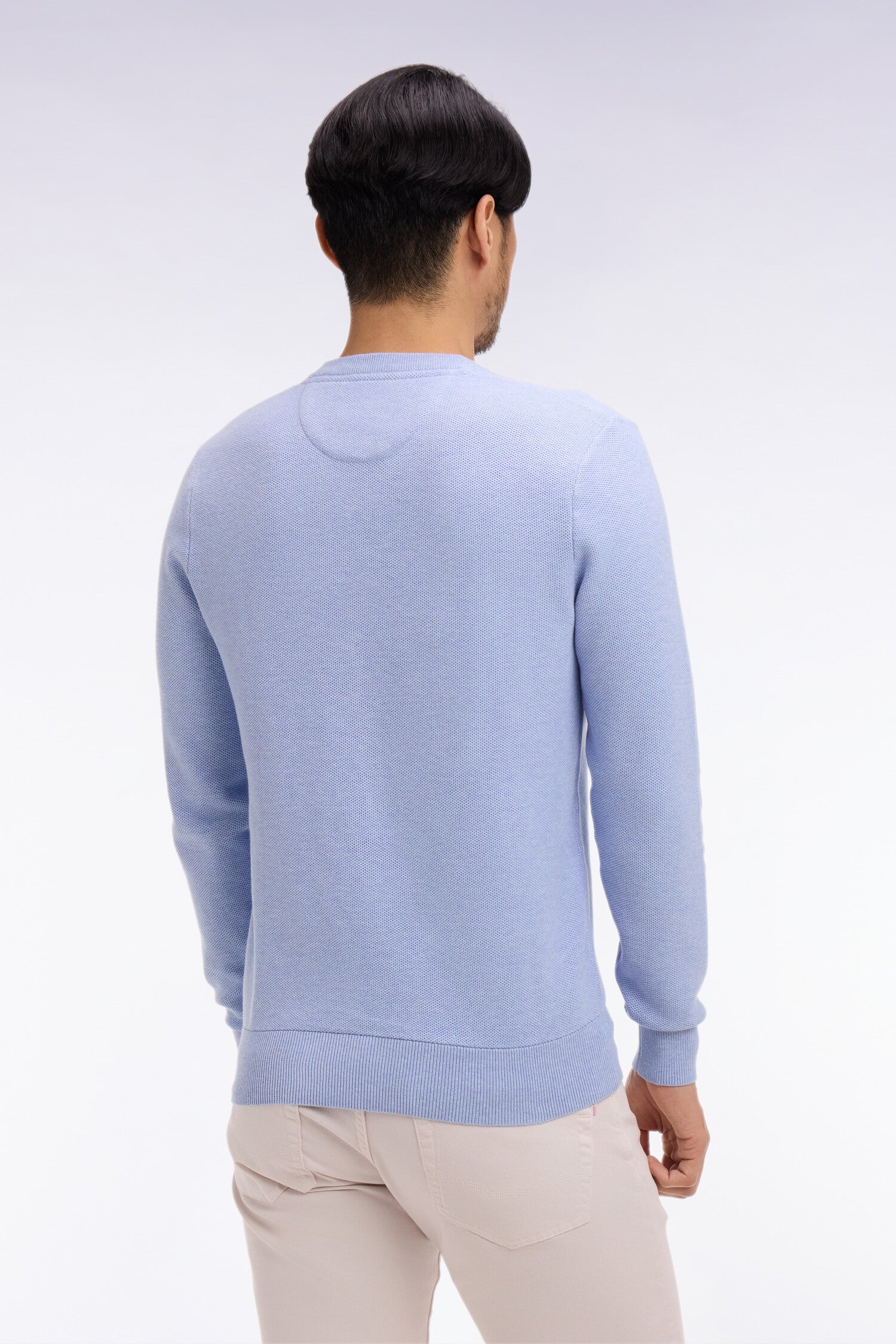 Pull col rond en coton ciel