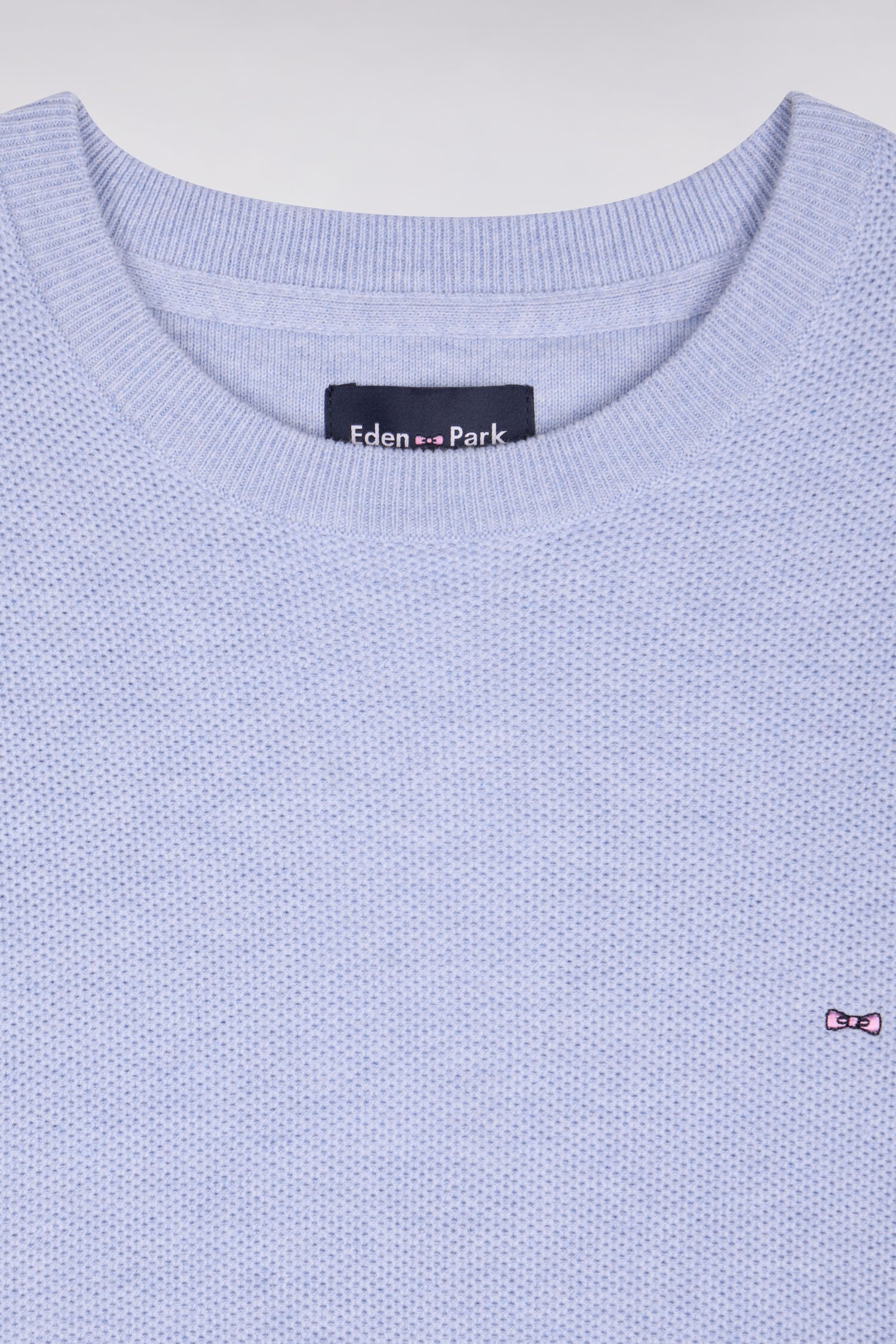 Pull col rond en coton ciel