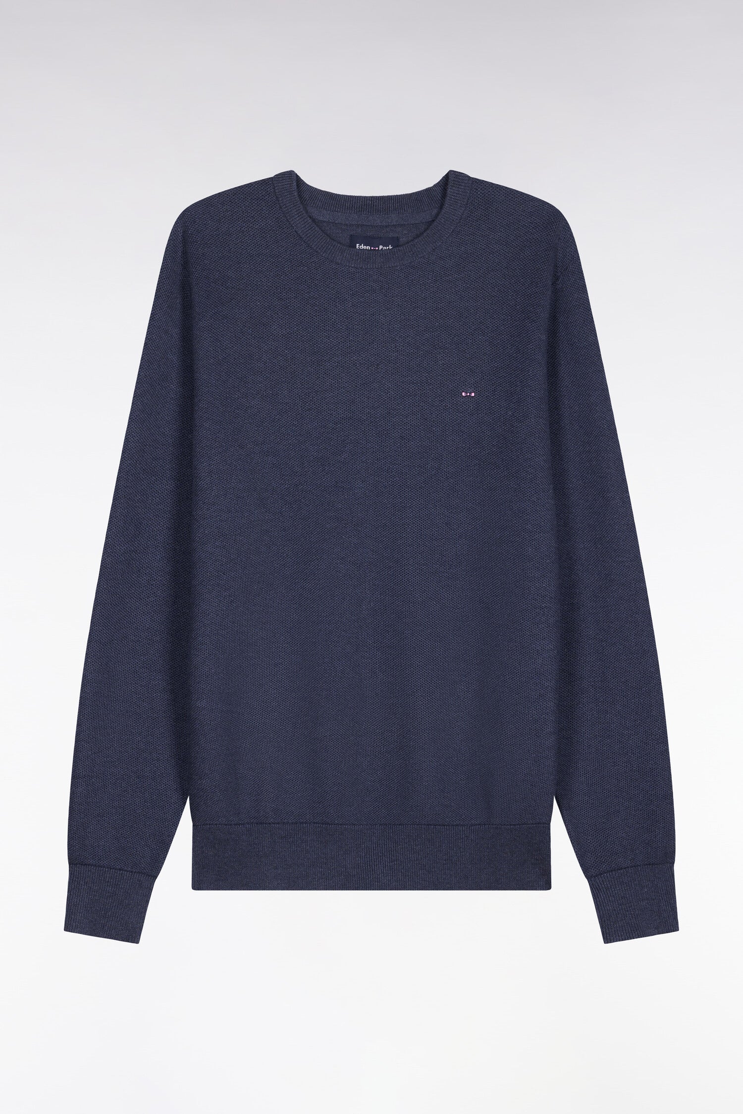 Pull col rond en coton bleu foncé
