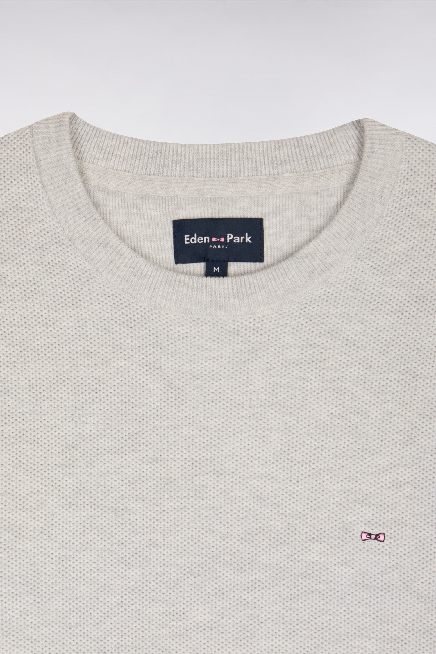 Pull col rond en coton gris clair