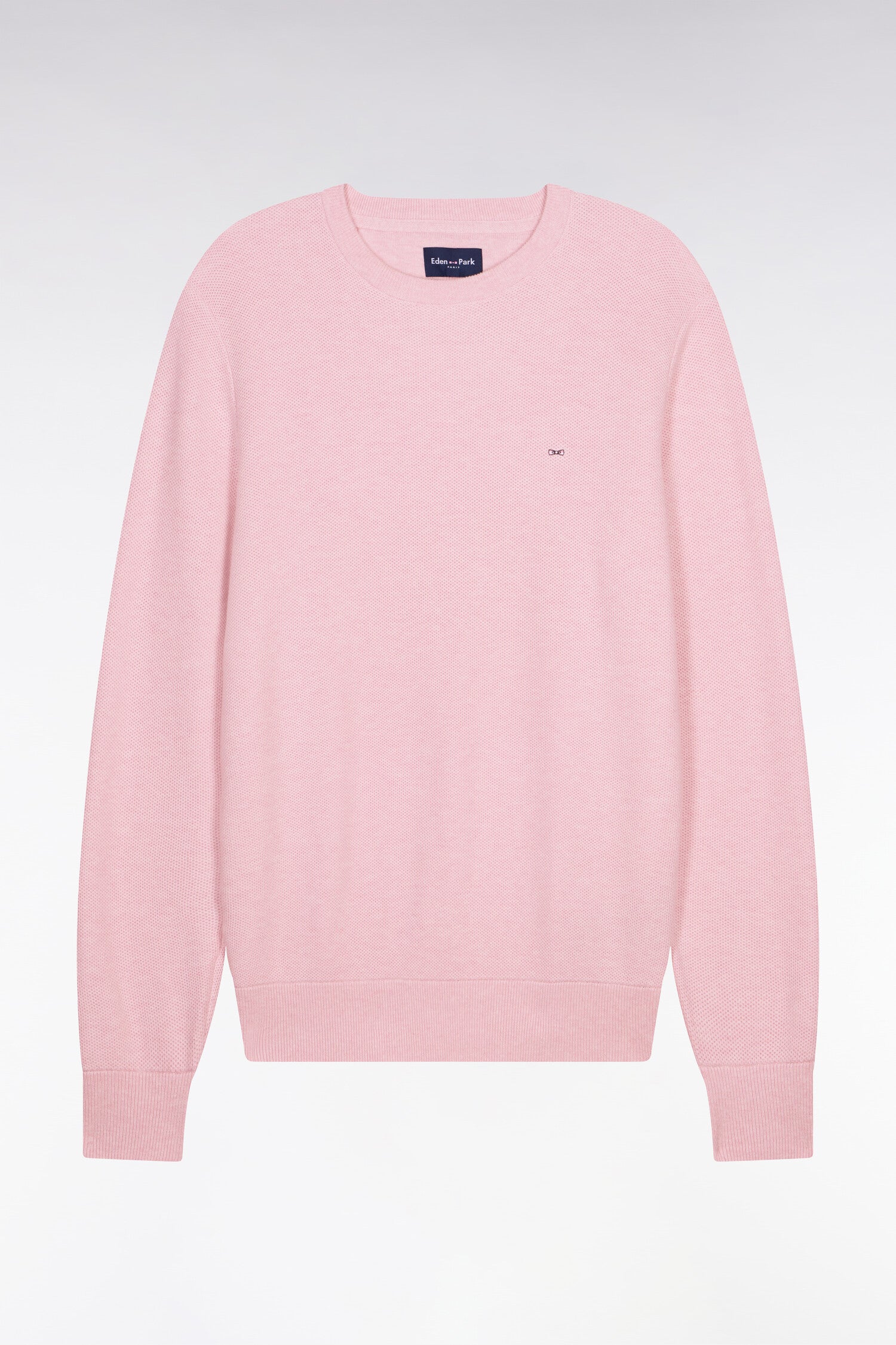 Pull col rond en coton rose