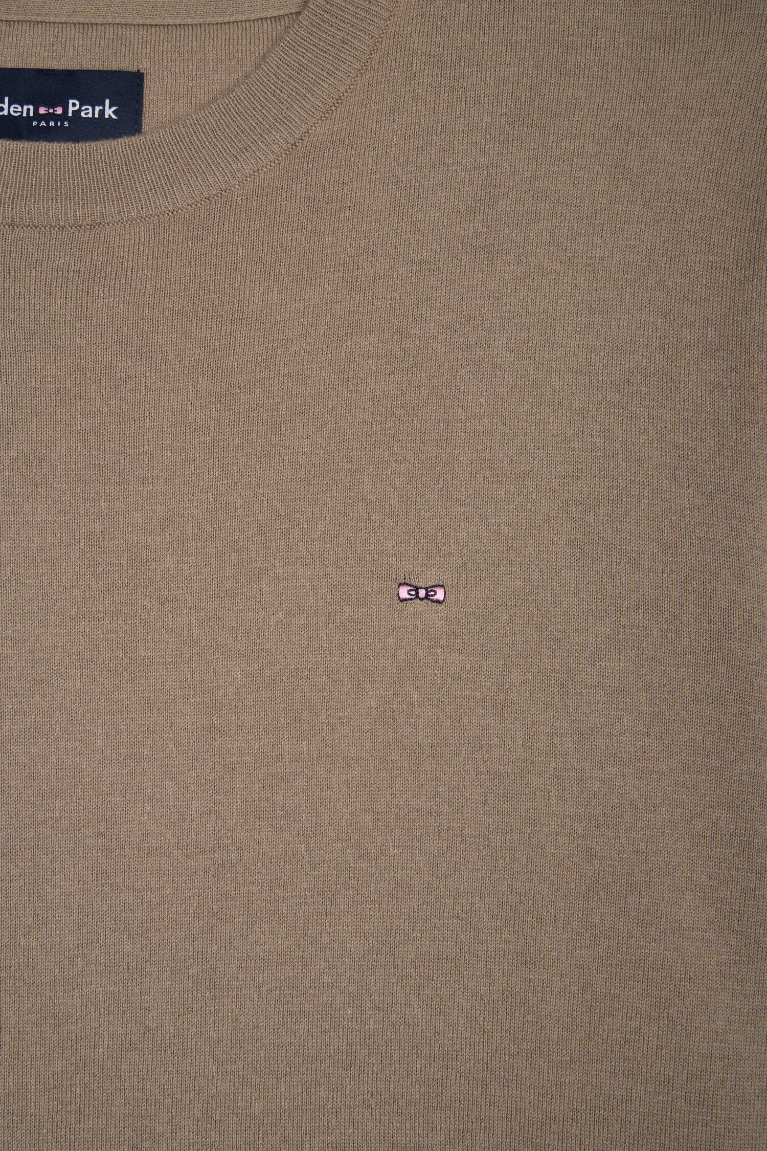Pull col rond en coton et soie mélangés beige