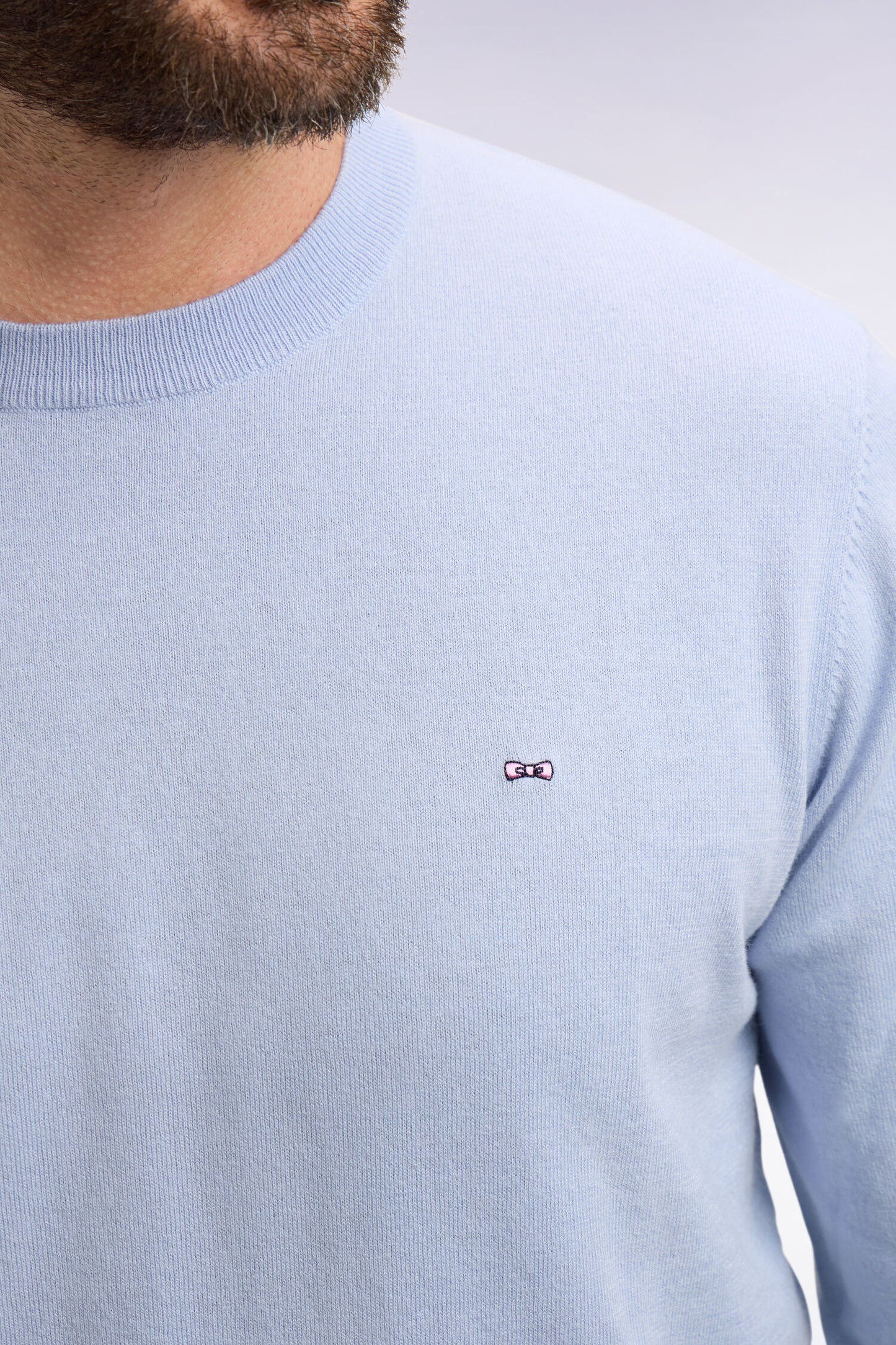 Sky cotton and silk blend round-neck sweater