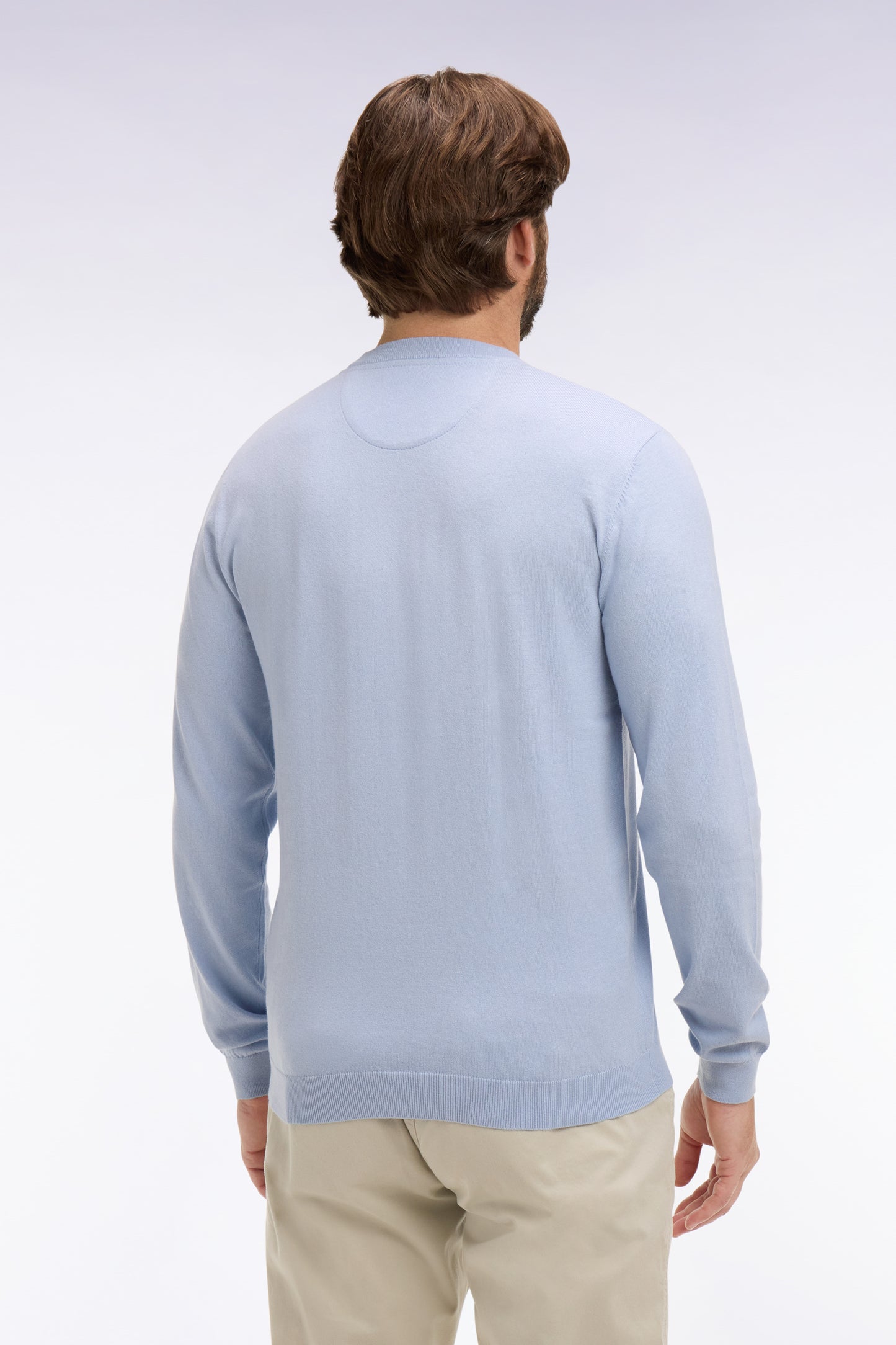 Sky cotton and silk blend round-neck sweater