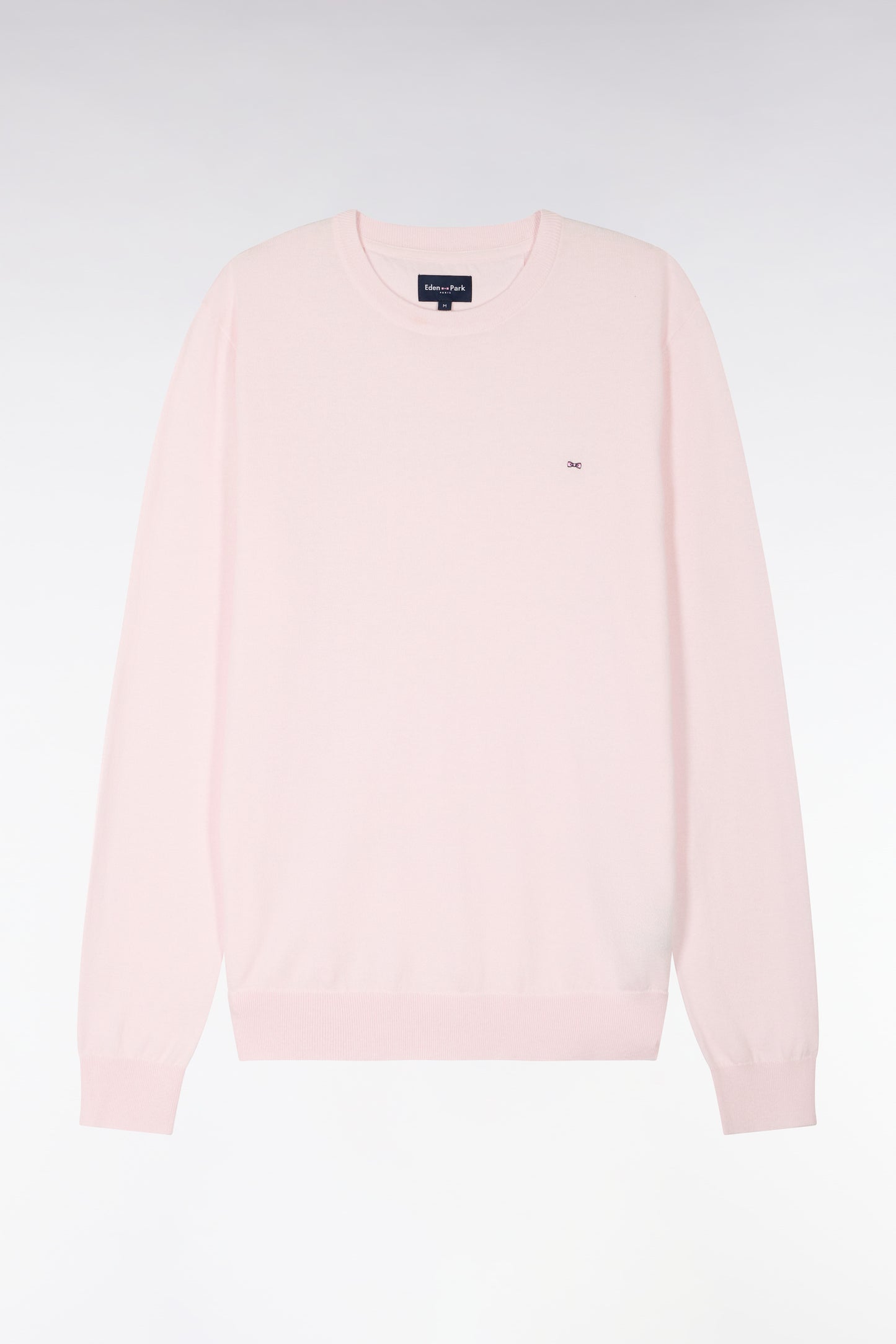 Pink cotton and silk blend round-neck sweater