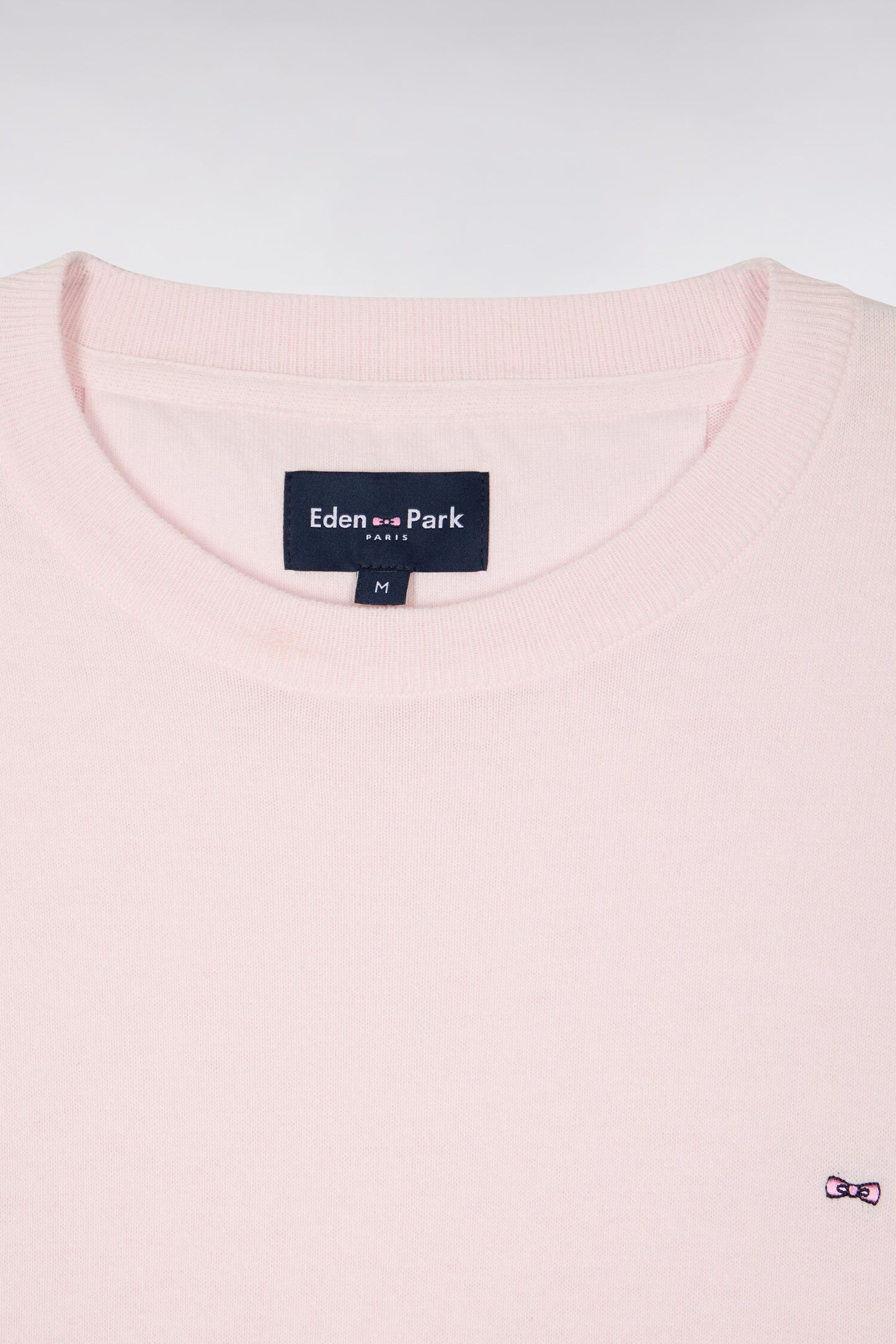 Pink cotton and silk blend round-neck sweater