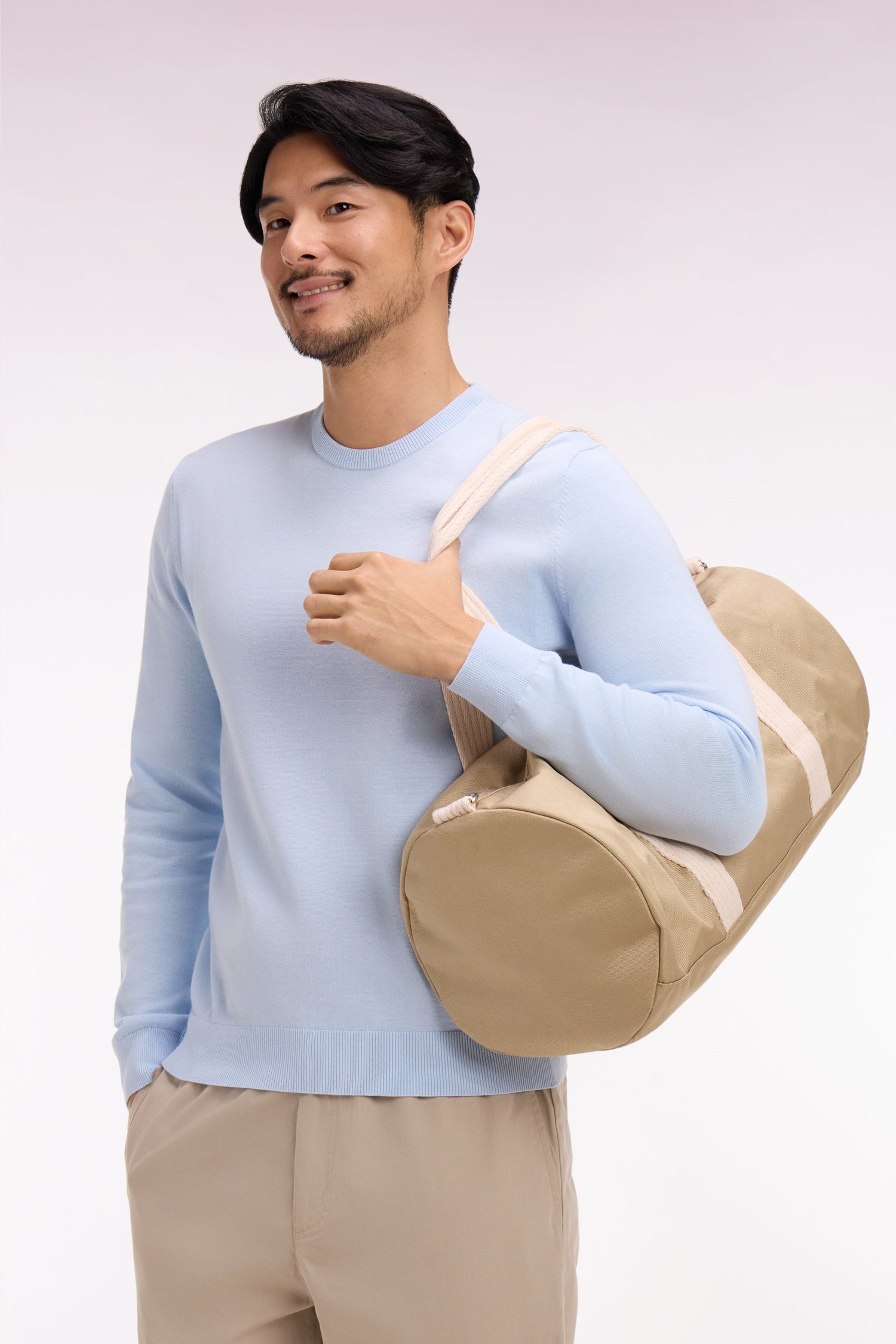 Pull col rond en coton ciel