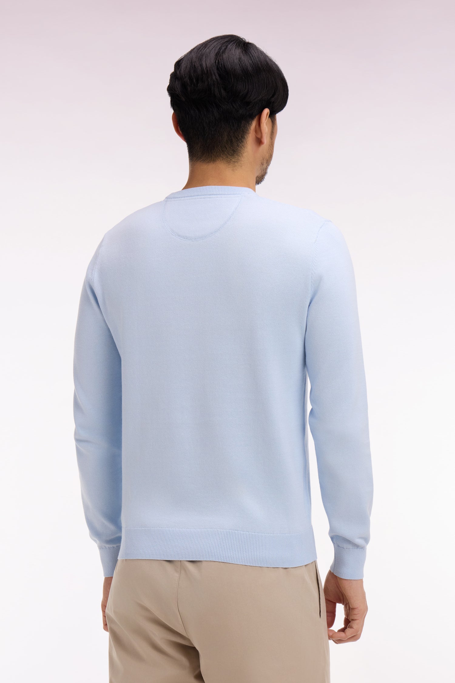 Pull col rond en coton ciel