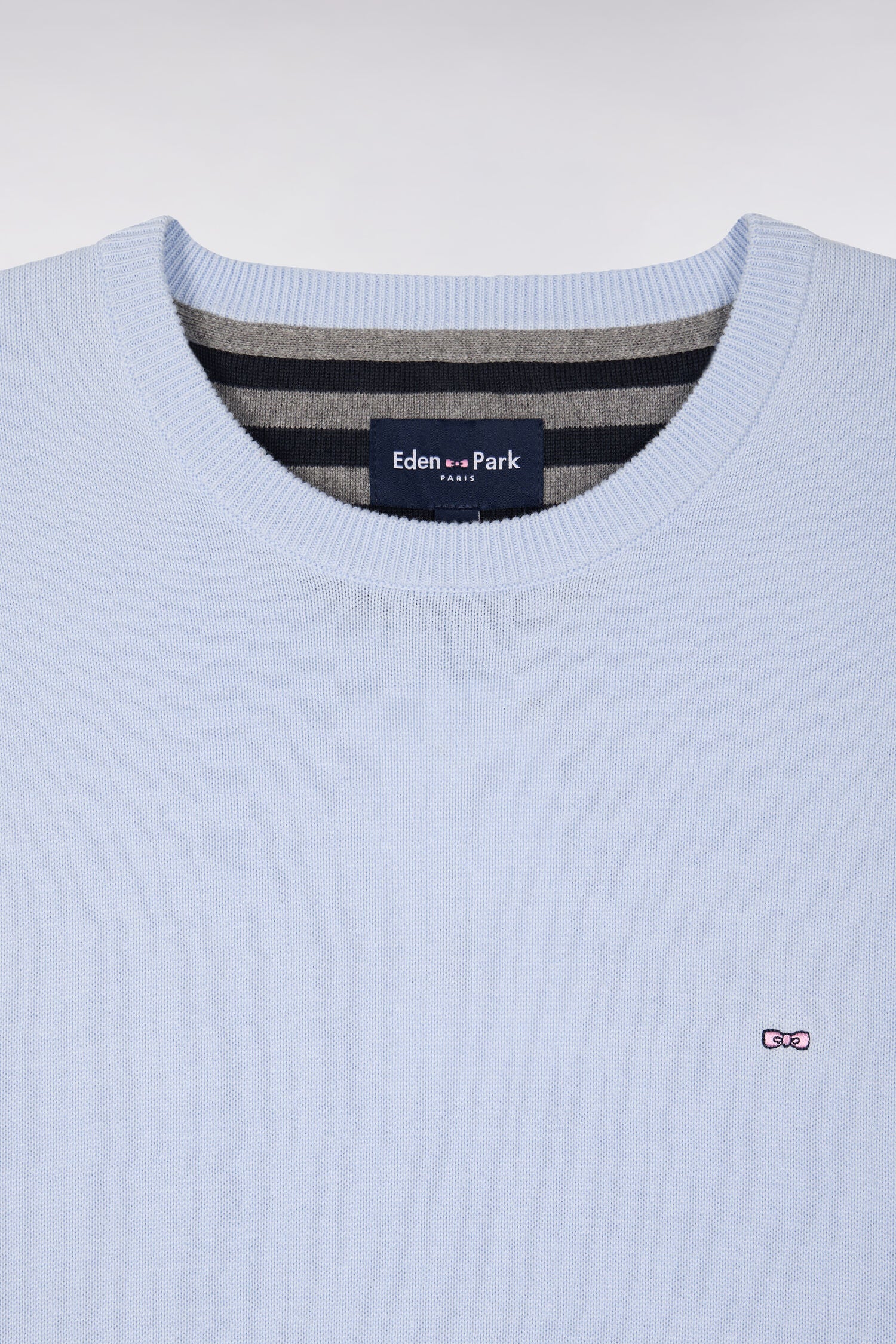Pull col rond en coton ciel