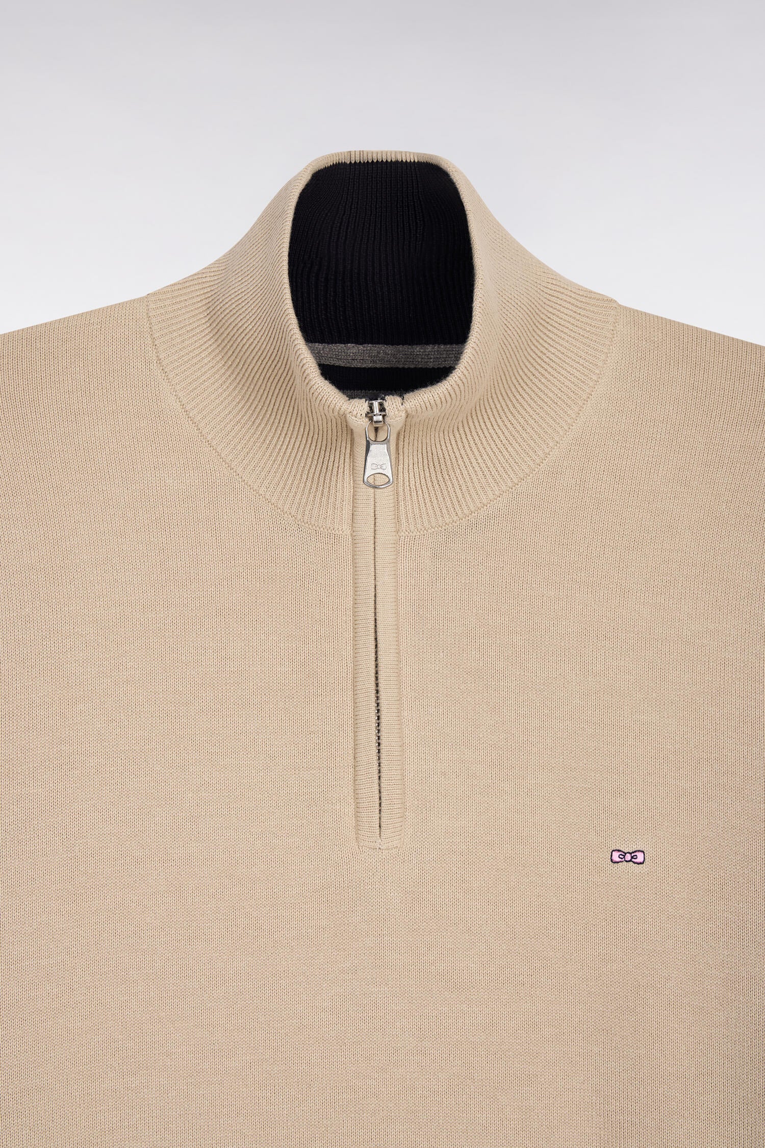 Pull col camionneur en coton beige