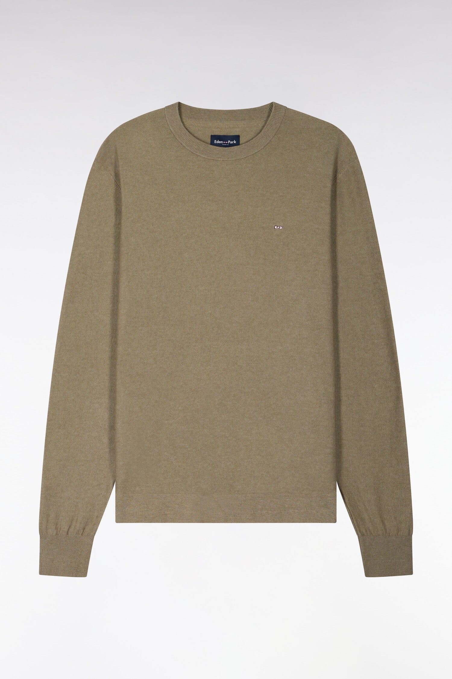 Pull col rond en coton et lyocell mélangés marron