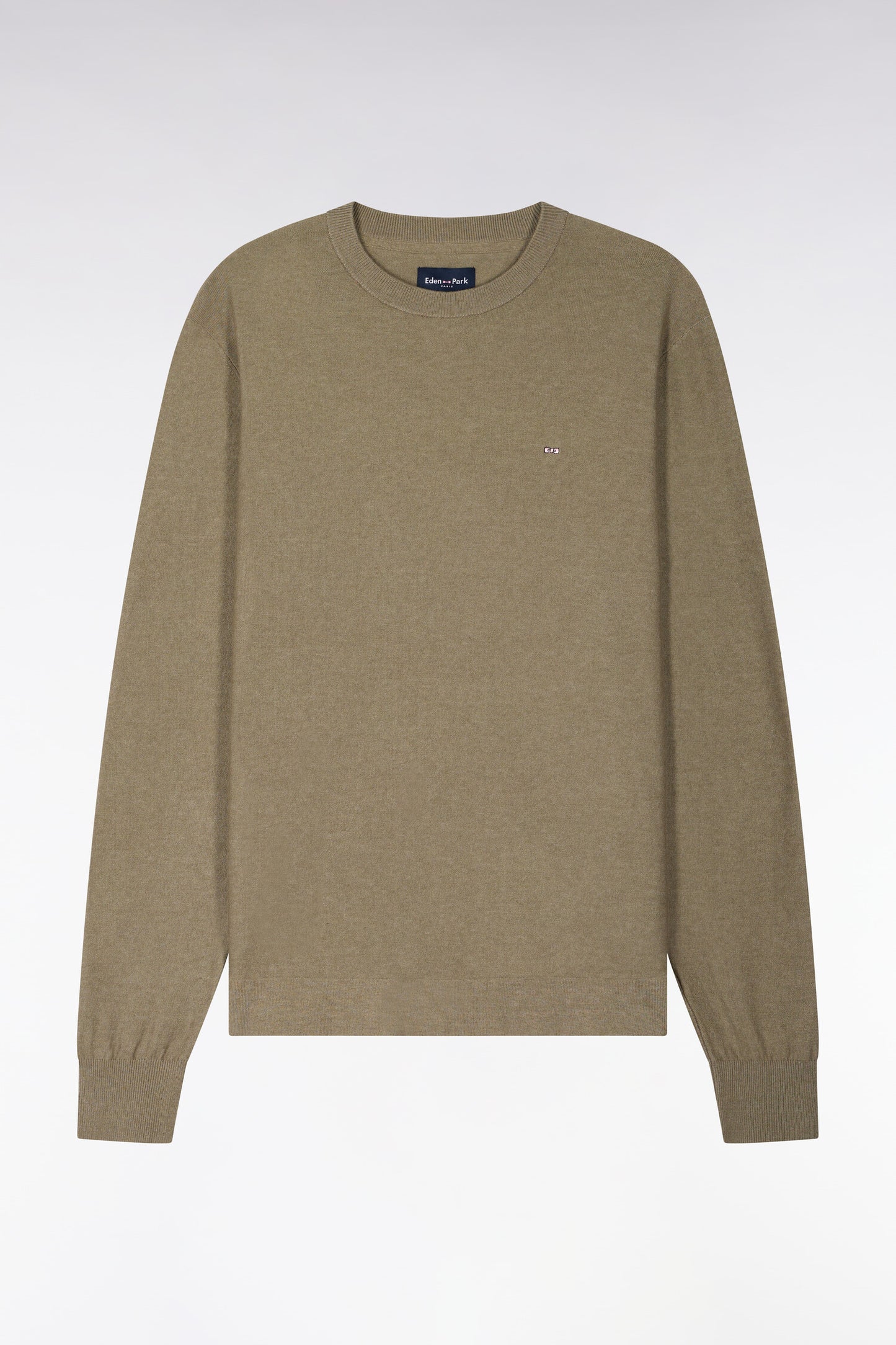 Pull col rond en coton et lyocell mélangés marron