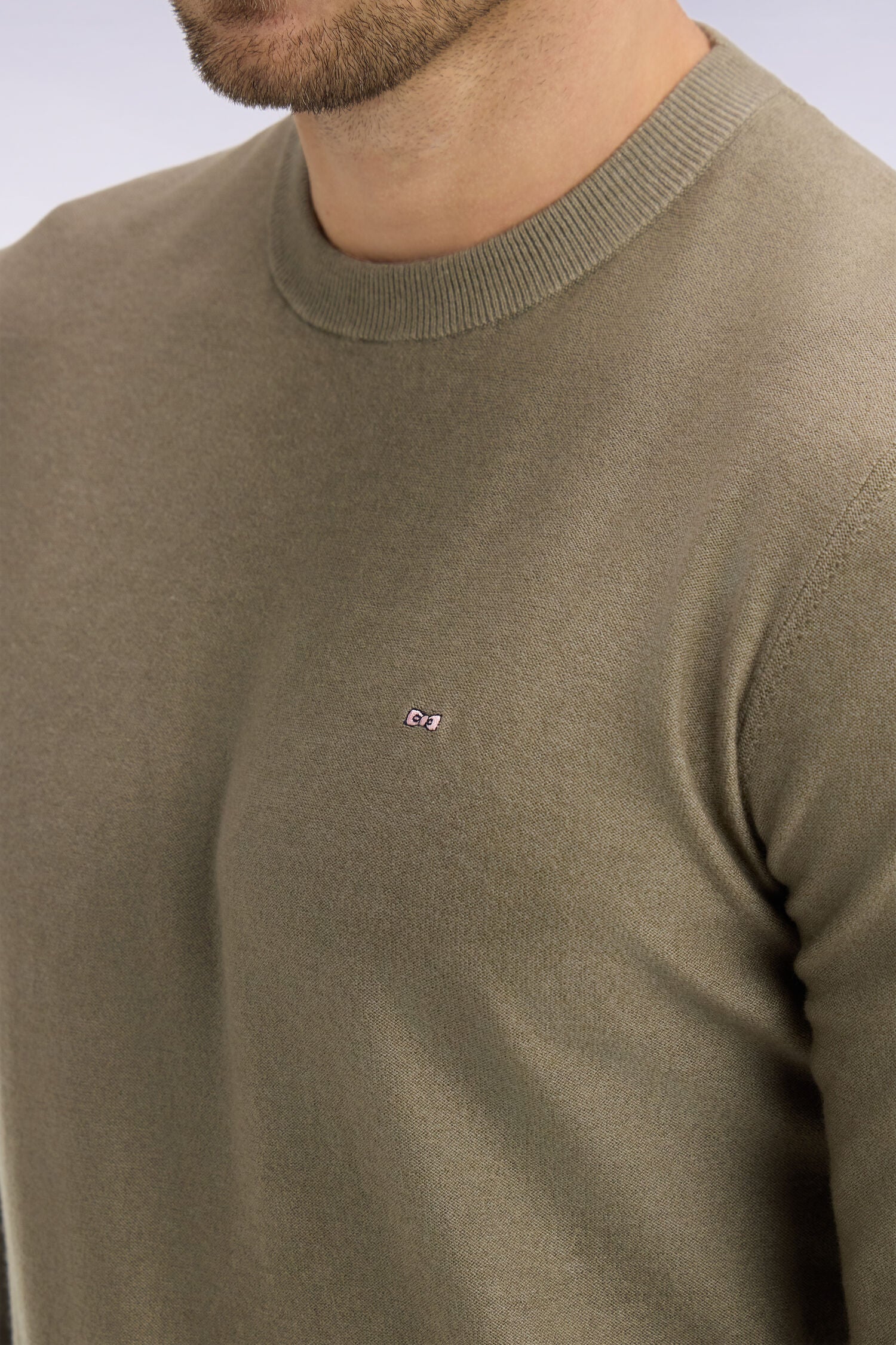 Pull col rond en coton et lyocell mélangés marron