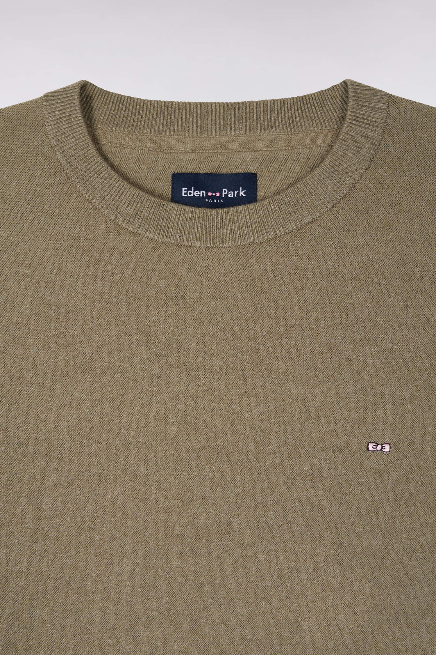 Pull col rond en coton et lyocell mélangés marron
