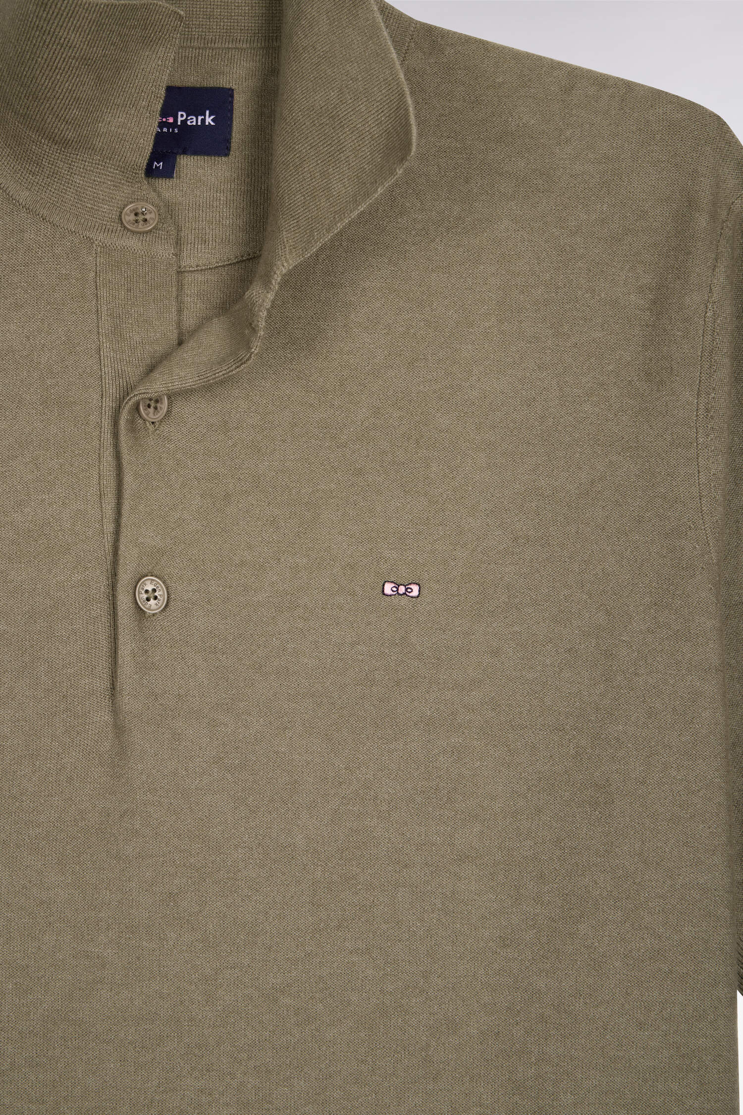 Pull manches courtes à col polo en coton et lyocell mélangés marron