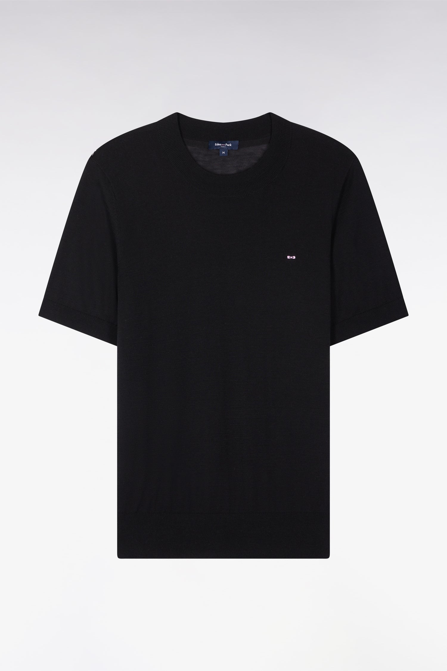 Pull à manches courtes noir coupe regular