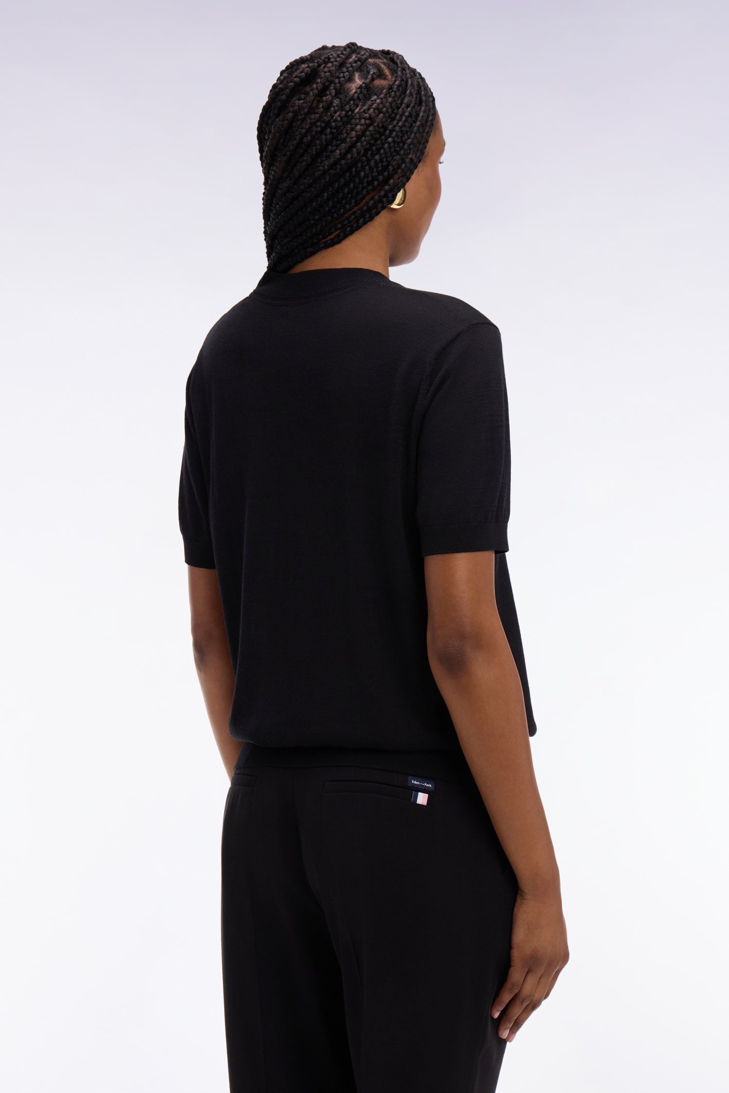 Pull à manches courtes noir coupe regular