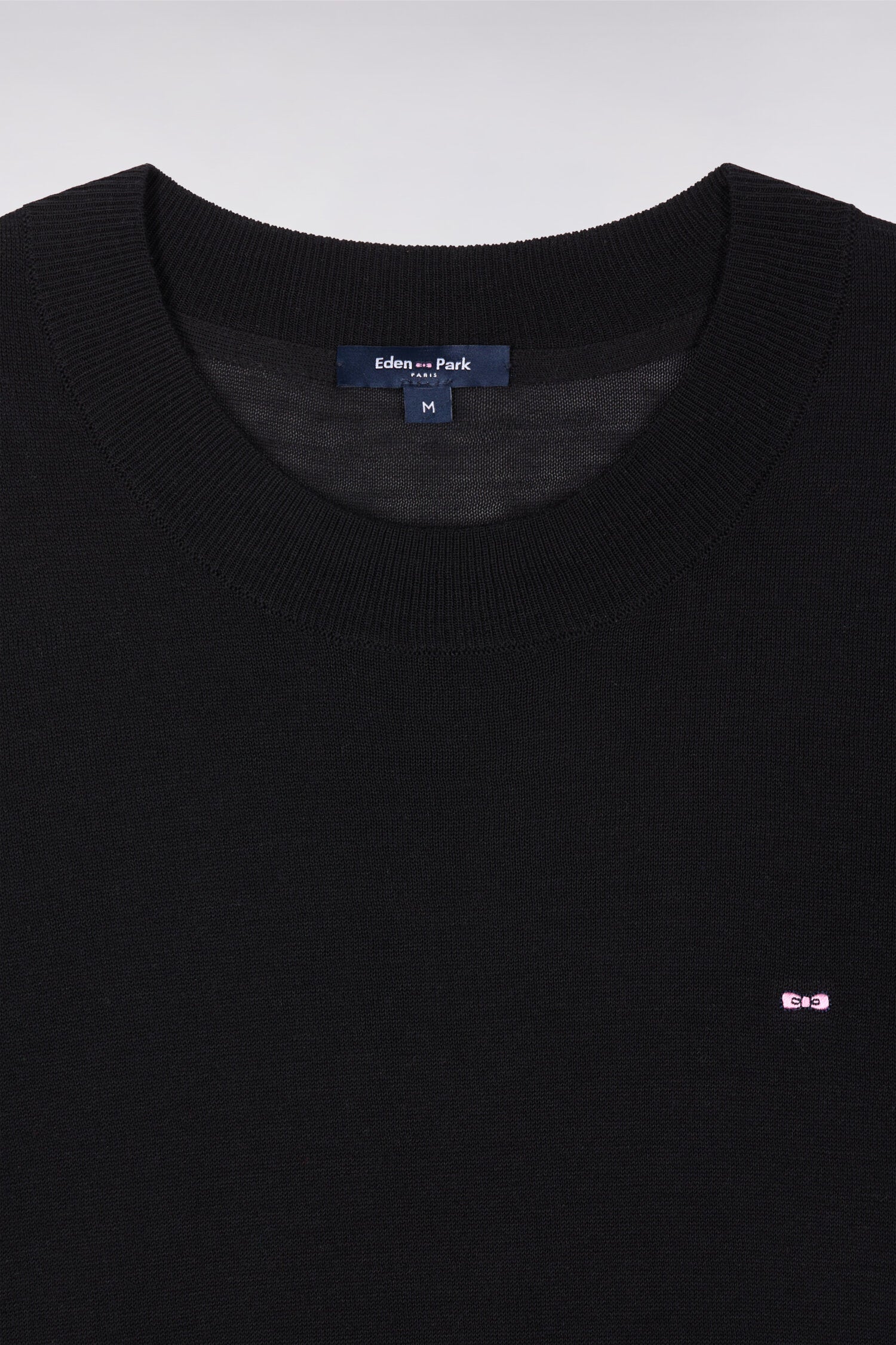 Pull à manches courtes noir coupe regular