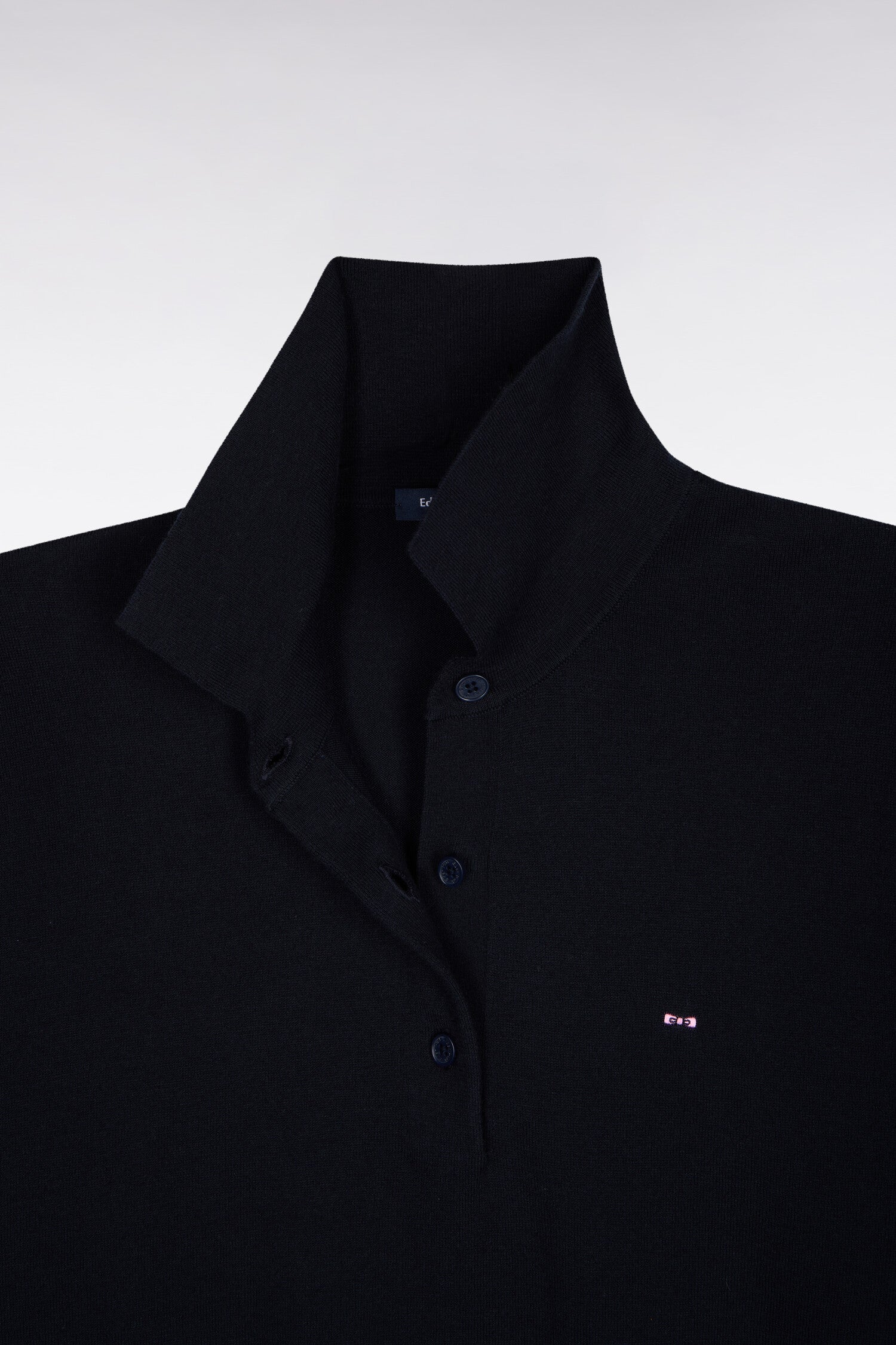 Pull polo à manches courtes en coton et soie mélangés marine coupe regular