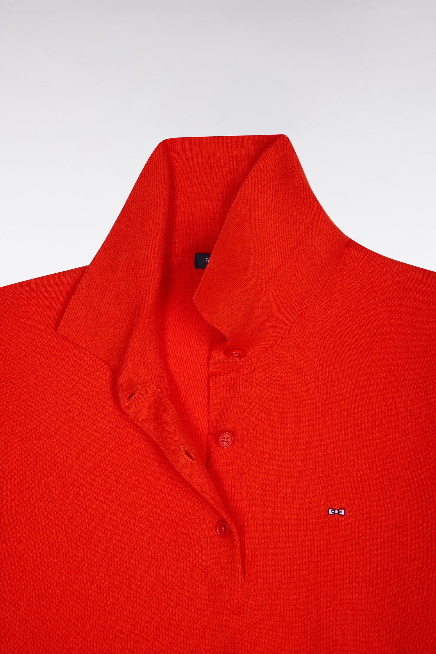 Pull polo à manches courtes en coton et soie mélangés rouge coupe regular