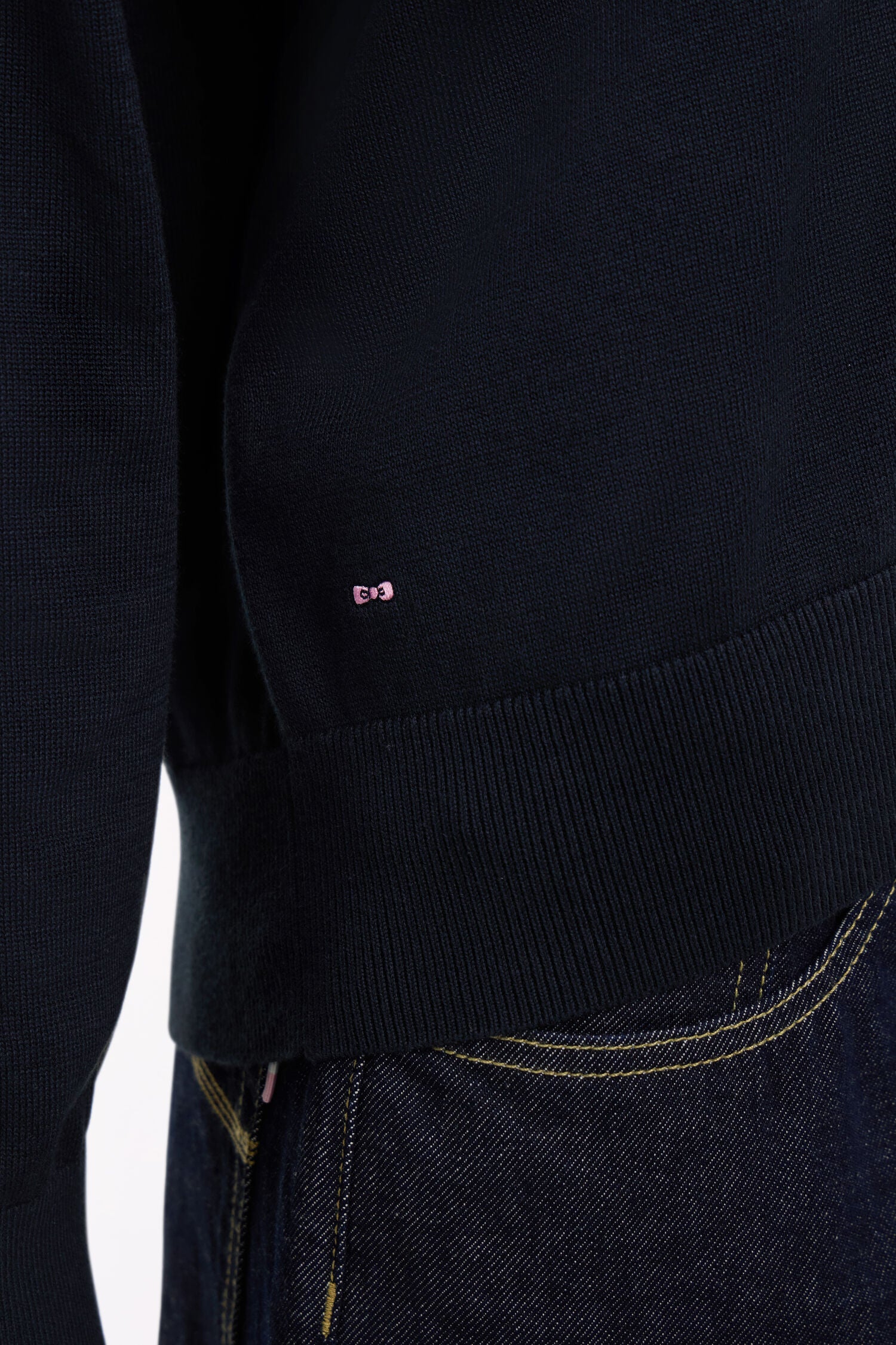 Pull-over à col V en coton marine coupe oversized