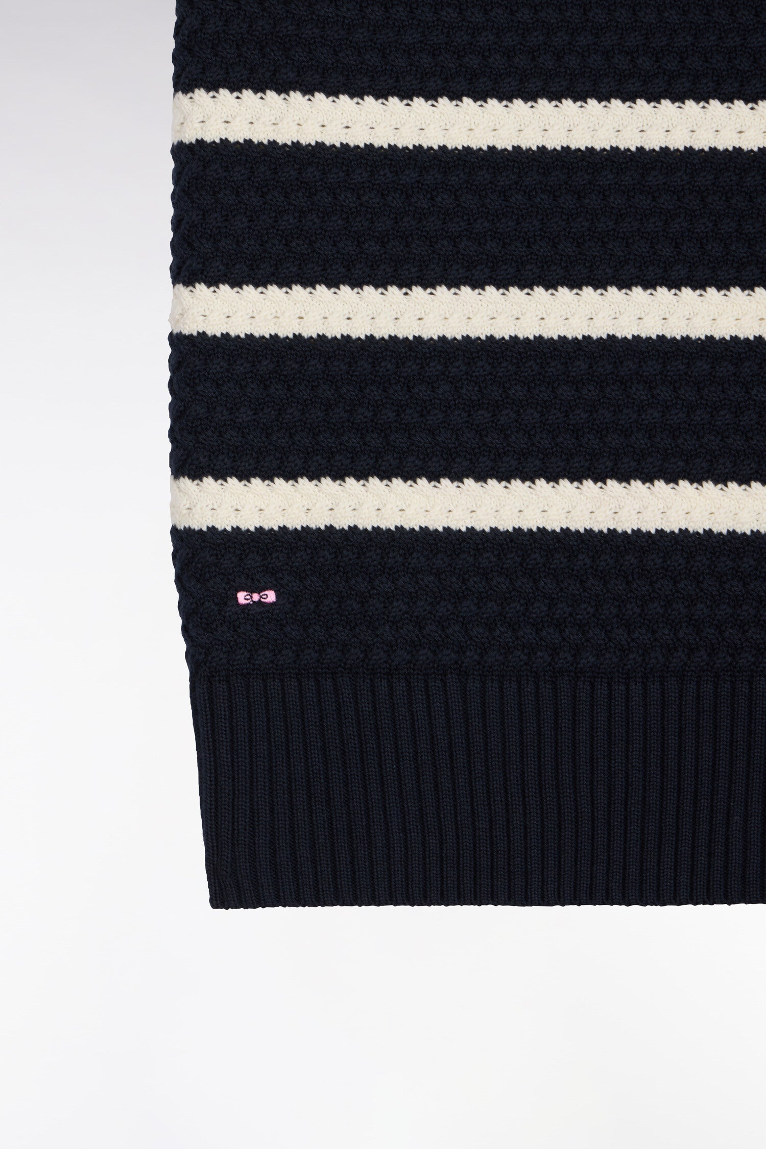 Pull marinière sans manche en coton tressé marine