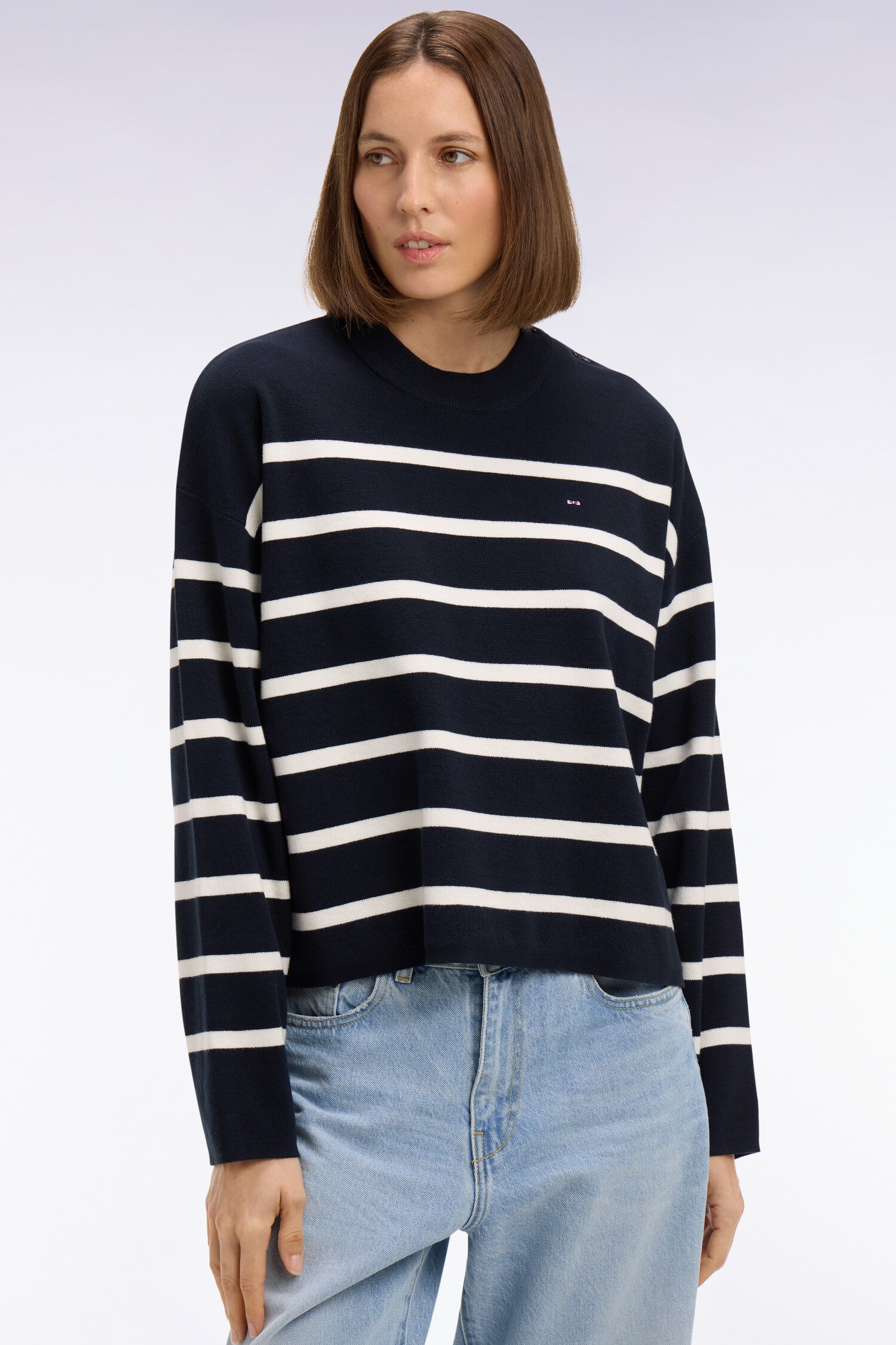 Pull marinière en coton milano marine coupe oversized