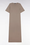 Robe T-shirt en lyocell et coton beige coupe droite
