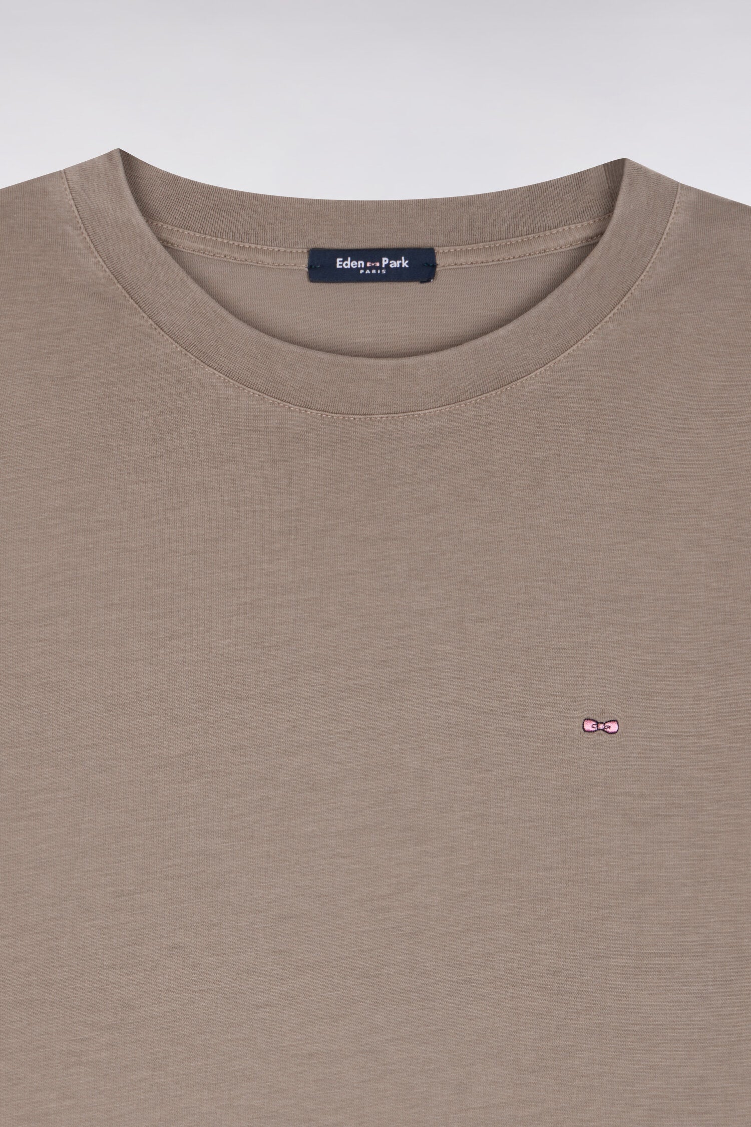 Robe T-shirt en lyocell et coton beige coupe droite