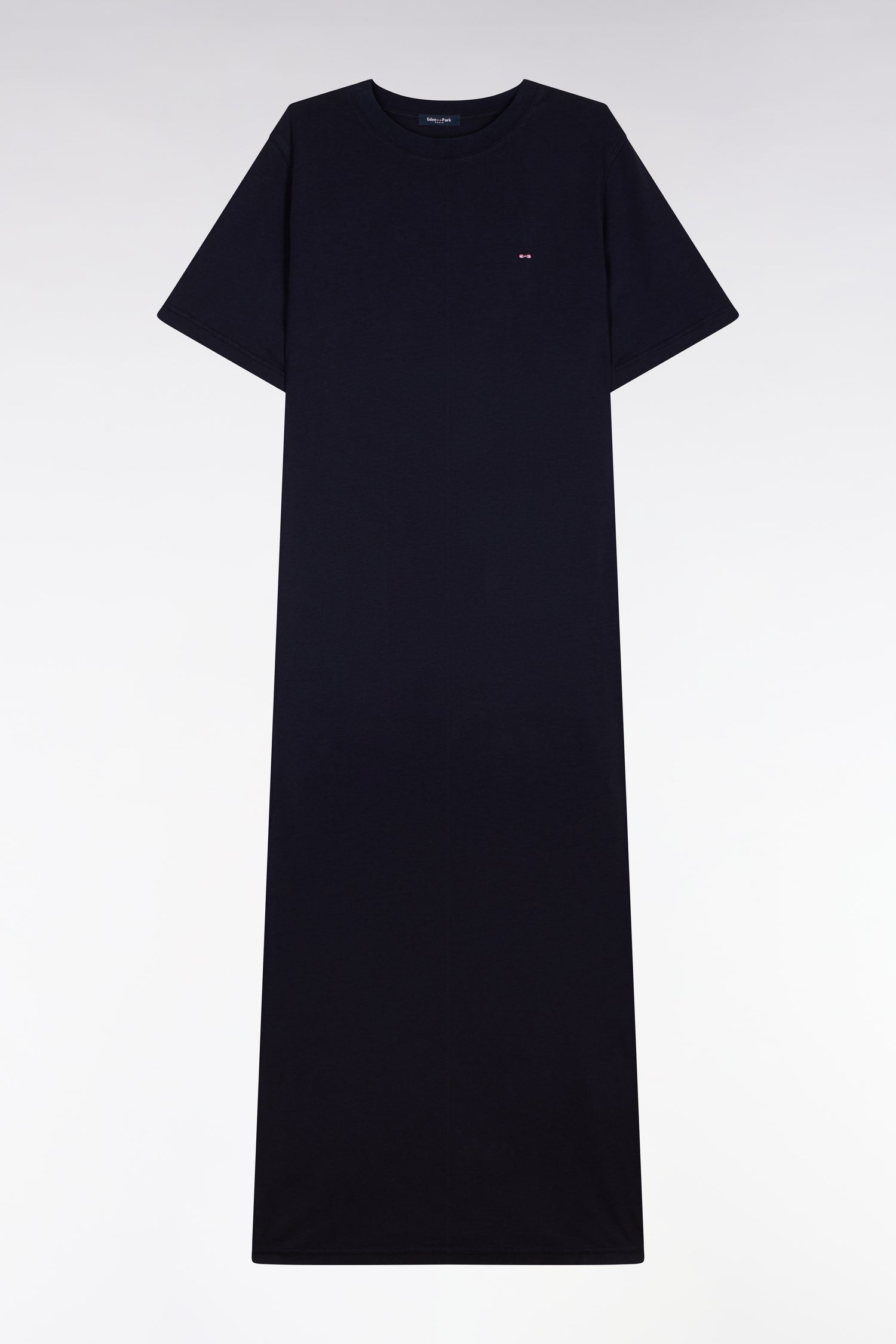 Robe T-shirt en lyocell et coton marine coupe droite