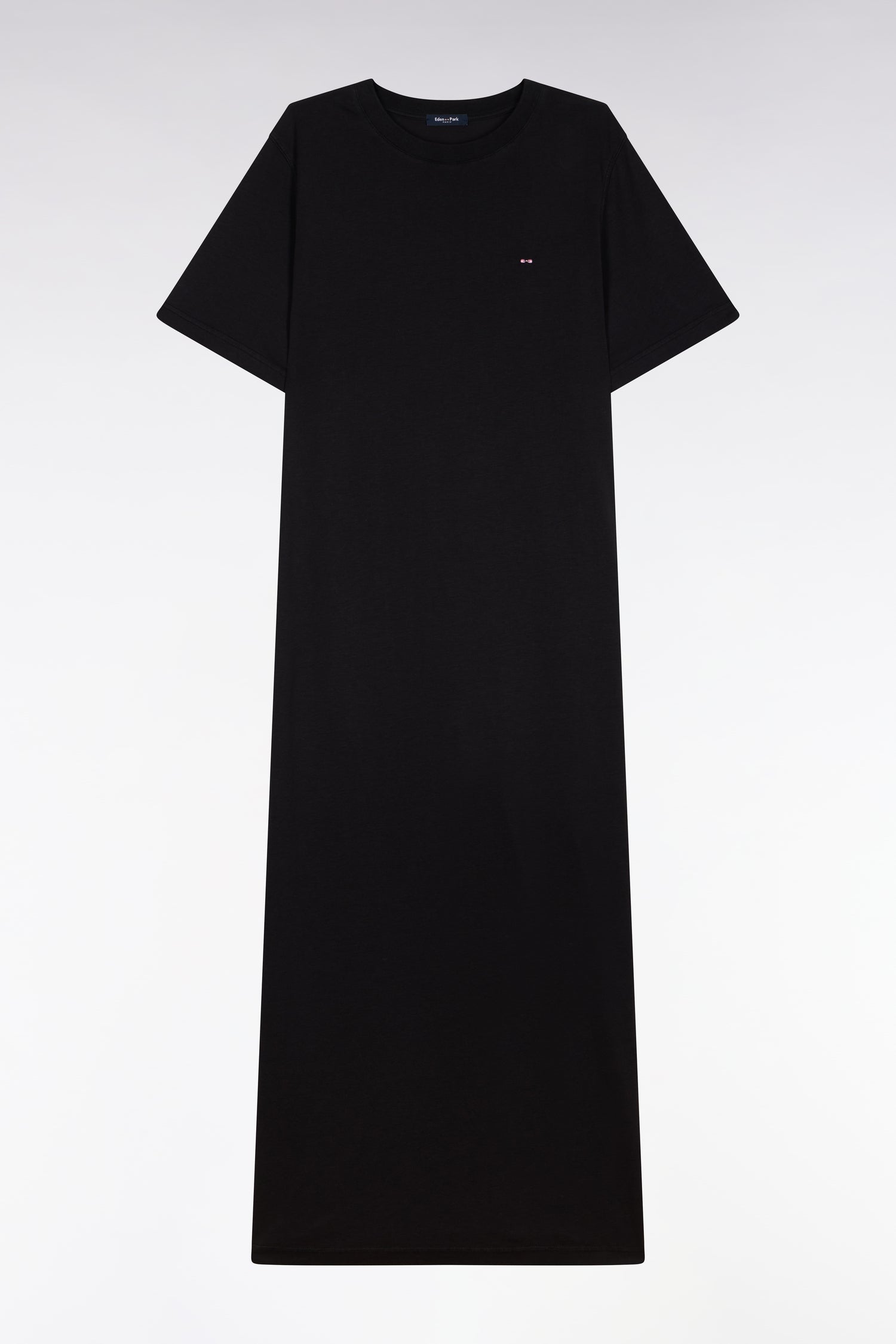 Robe T-shirt en lyocell et coton noir coupe droite