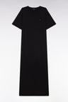 Robe T-shirt en lyocell et coton noir coupe droite