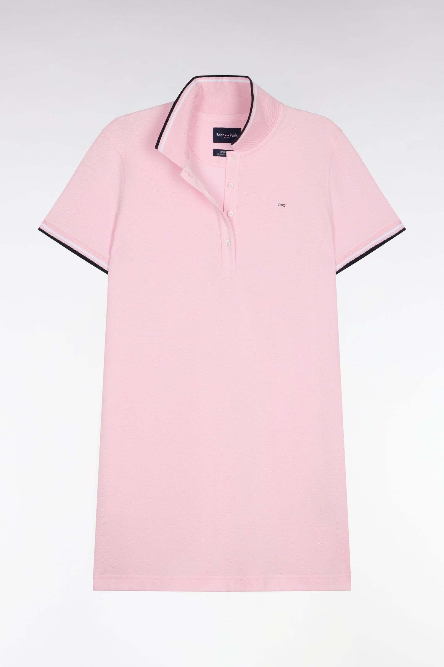 Kleid Poloshirt aus Baumwolle Rosa gerade Passform