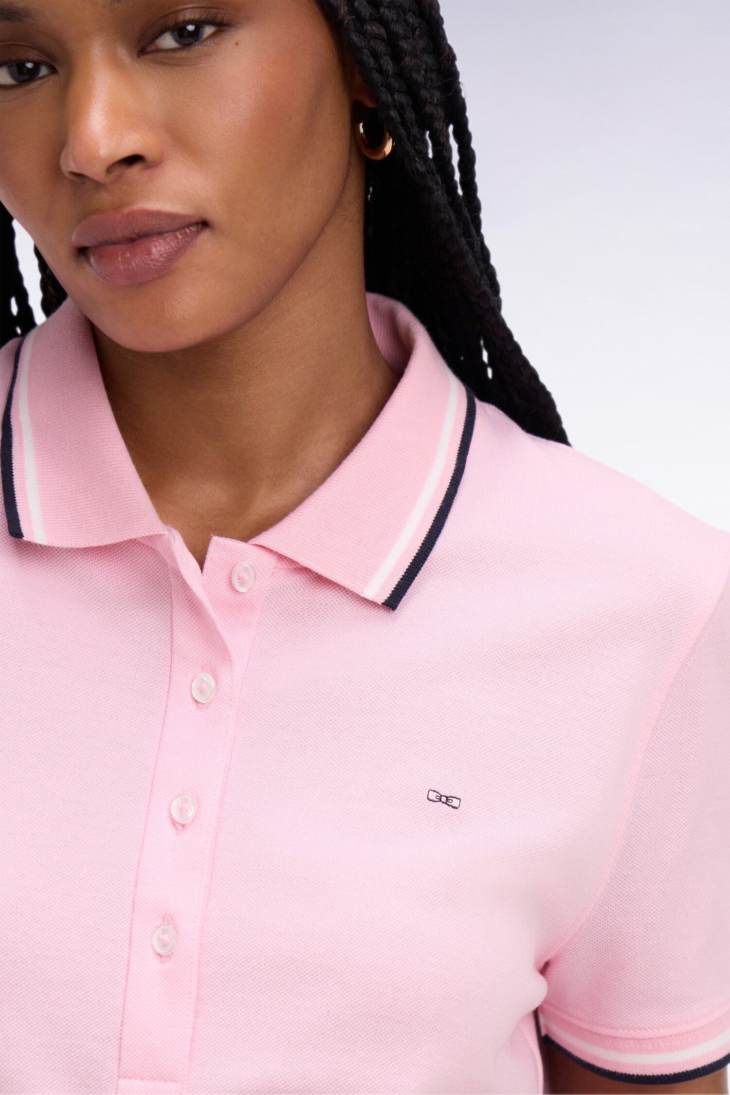 Kleid Poloshirt aus Baumwolle Rosa gerade Passform