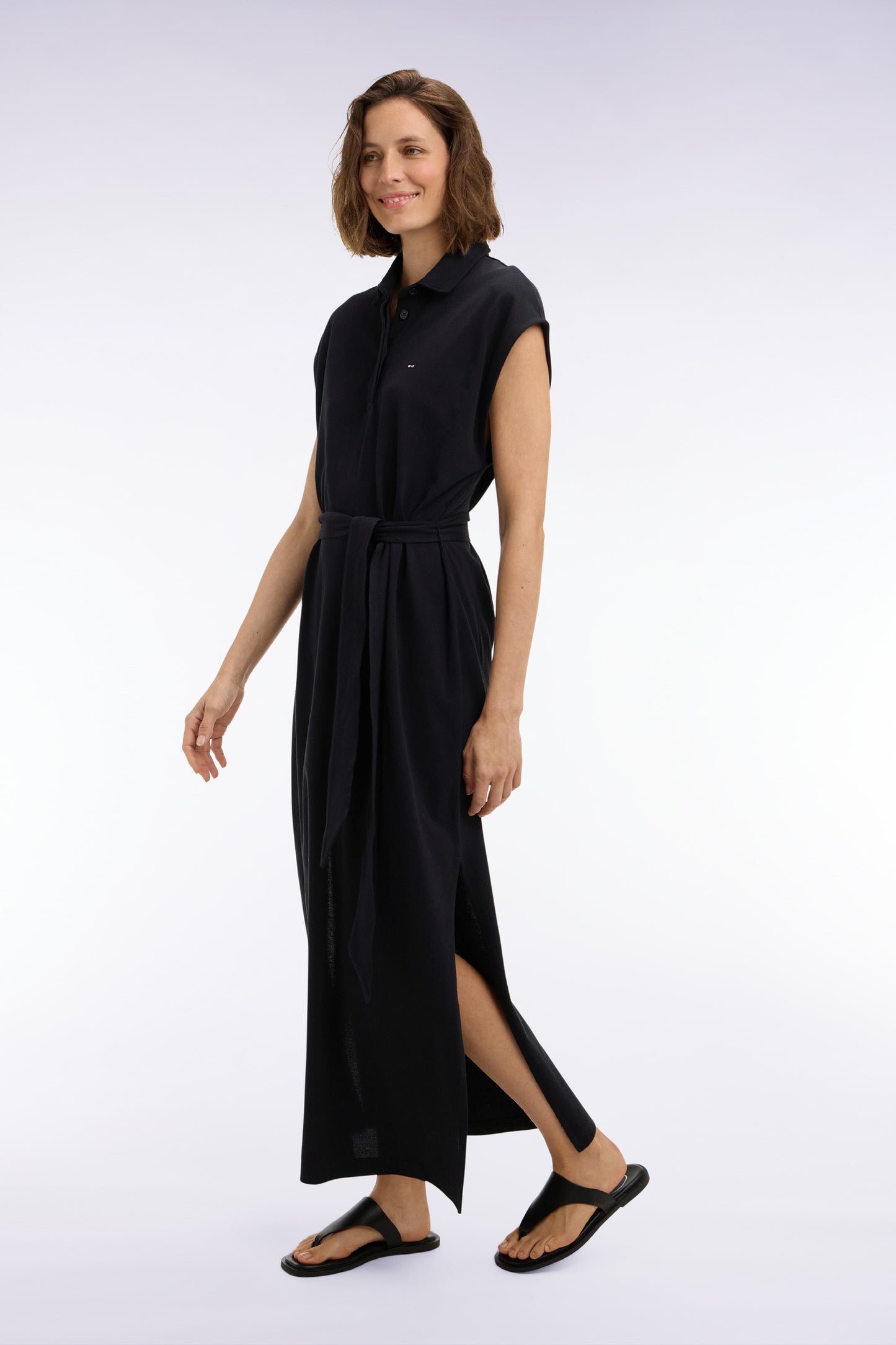 Robe maillot sans manches en coton noir coupe oversized