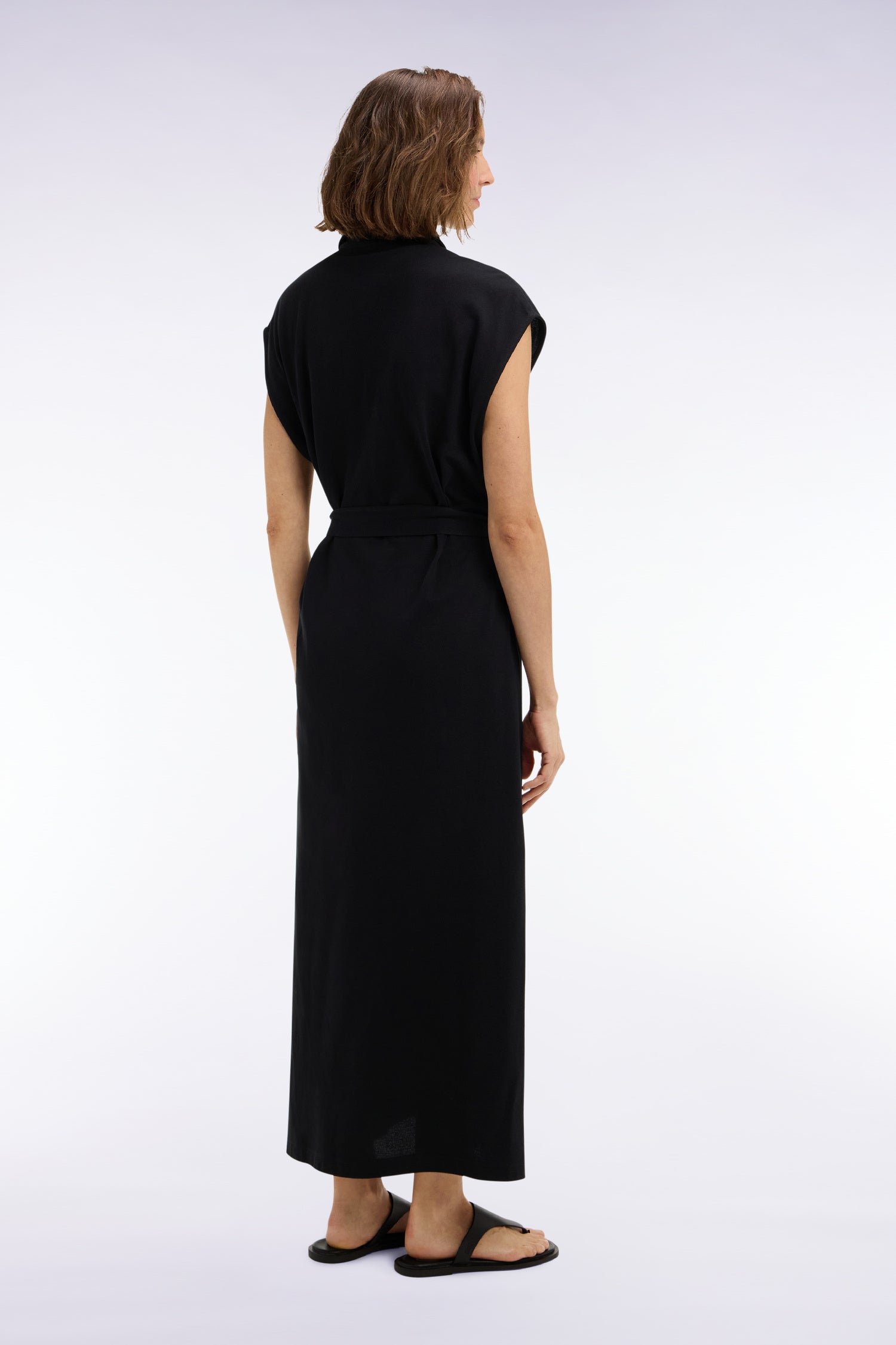 Robe maillot sans manches en coton noir coupe oversized