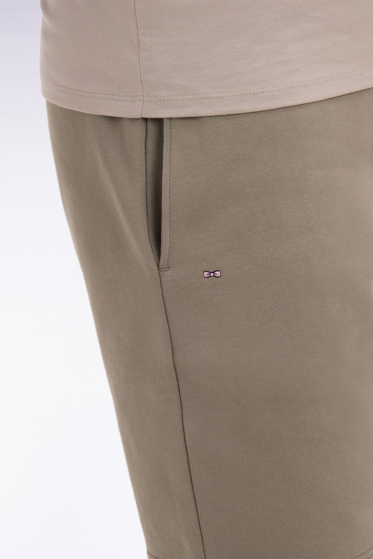 Short en molleton coton kaki