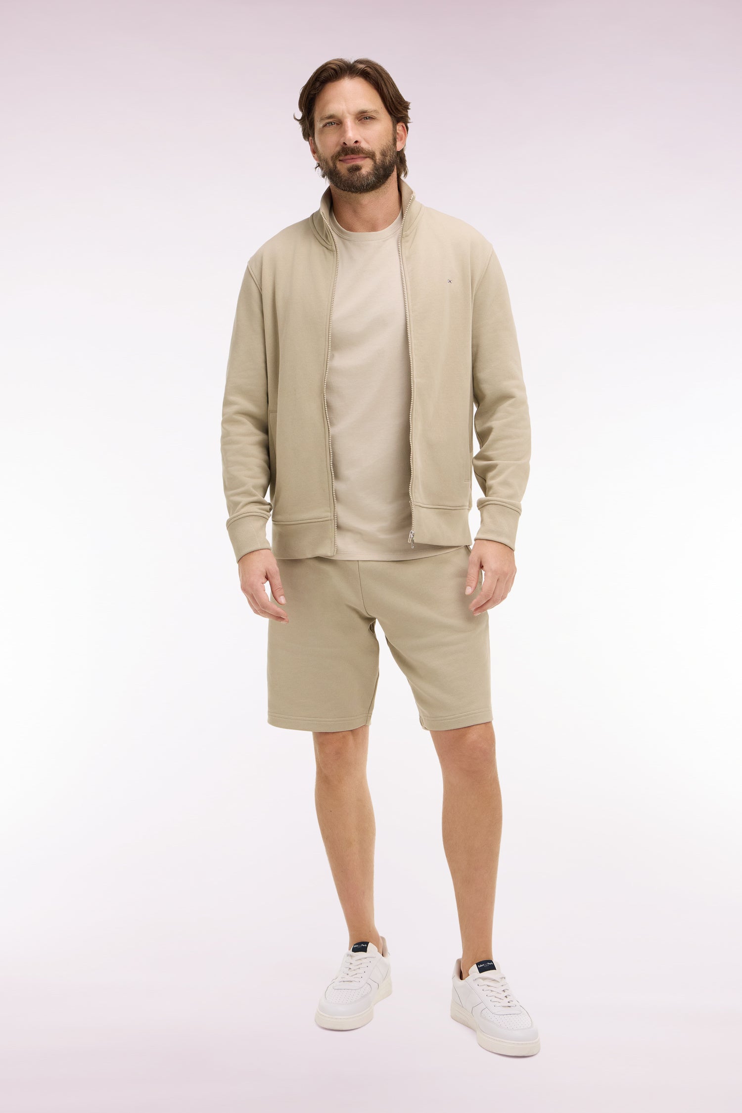 Shorts aus Sweatstoff Baumwolle beige