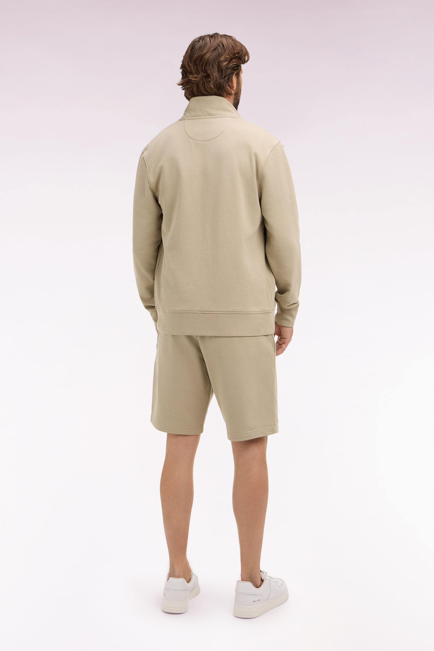 Shorts aus Sweatstoff Baumwolle beige