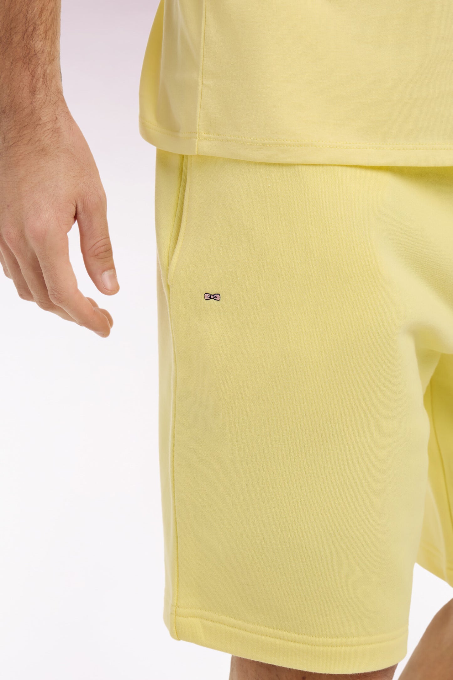 Short en molleton coton jaune clair