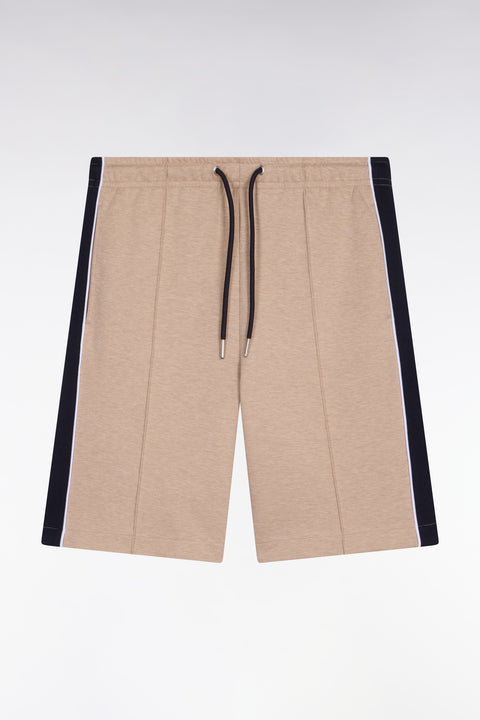 Short en interlock à découpes beige et marine - Image 2