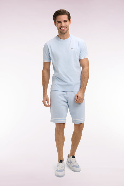 Short en molleton ciel à bordures de jambe rayées - Image 3