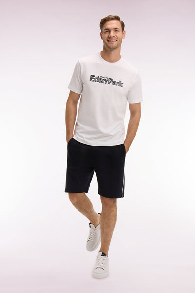 Black fleece shorts with white piping – Eden Park