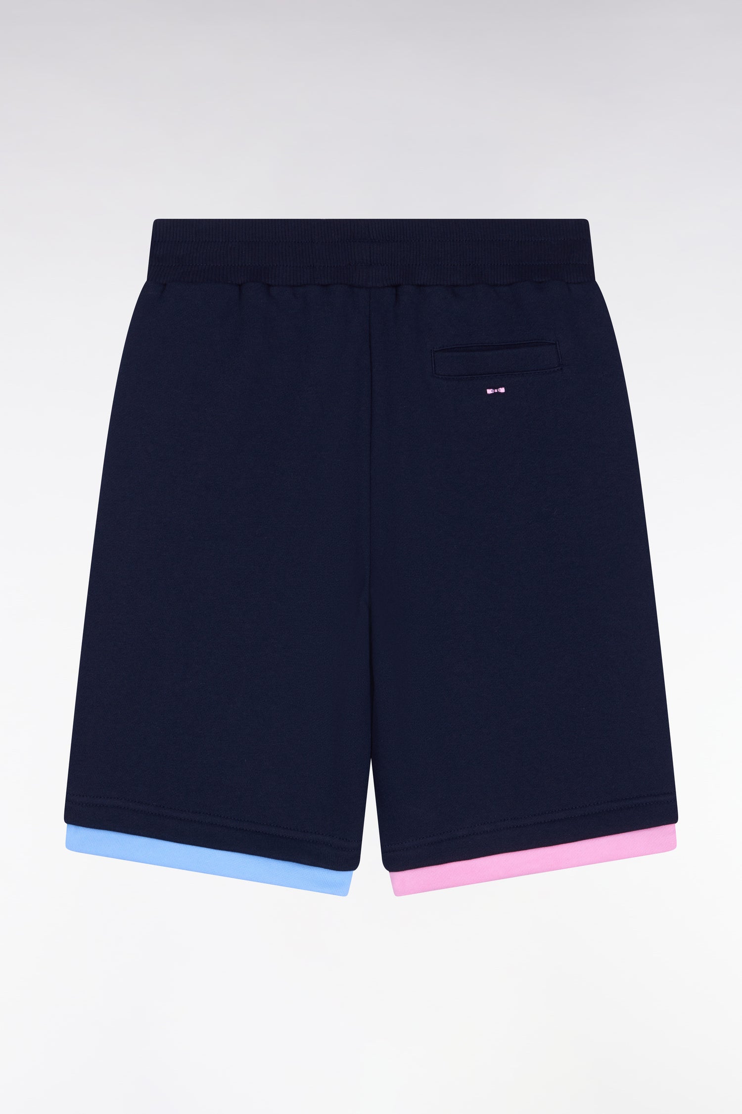 Short en molleton coton marine bicolore