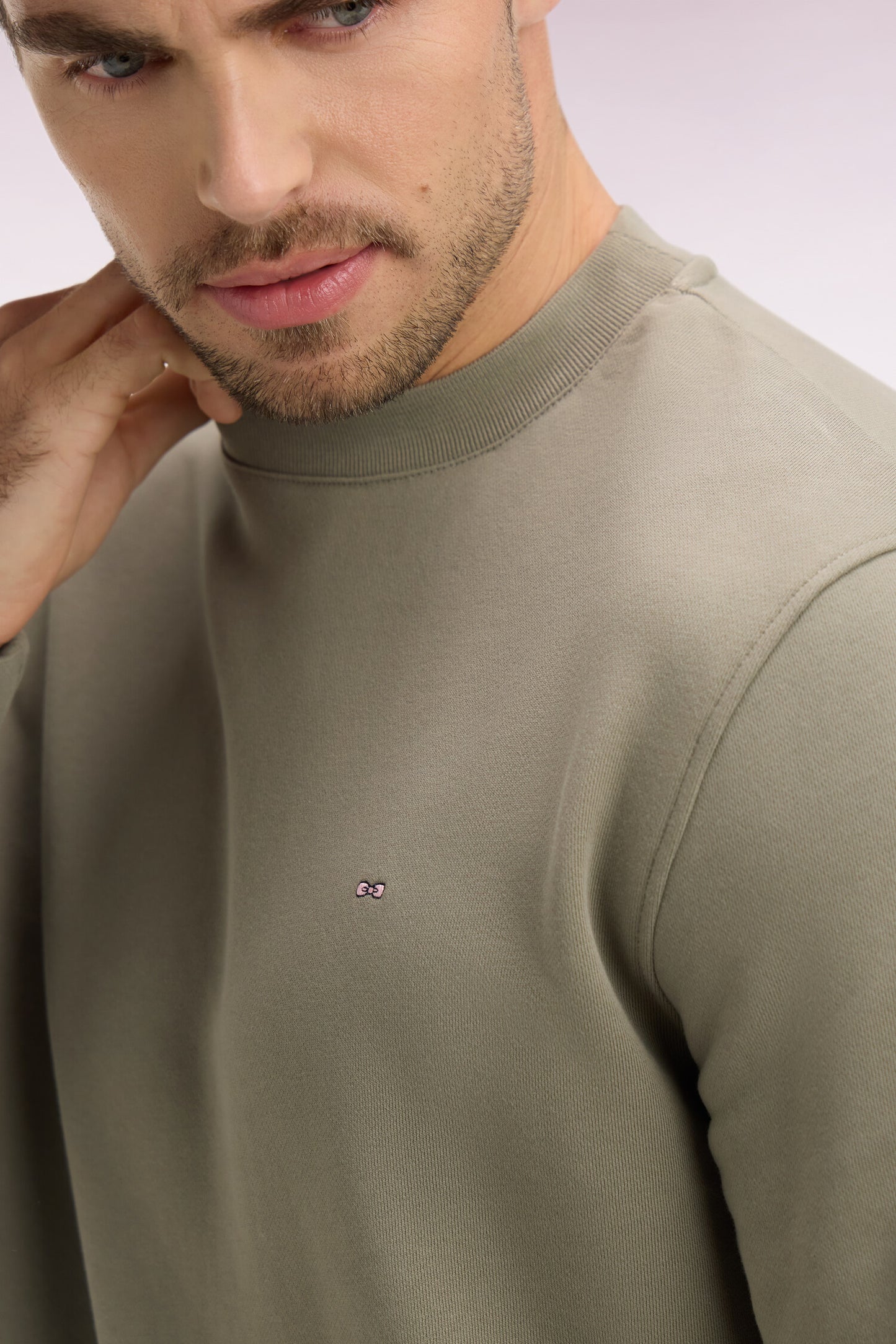 Sweatshirt uni en molleton coton kaki