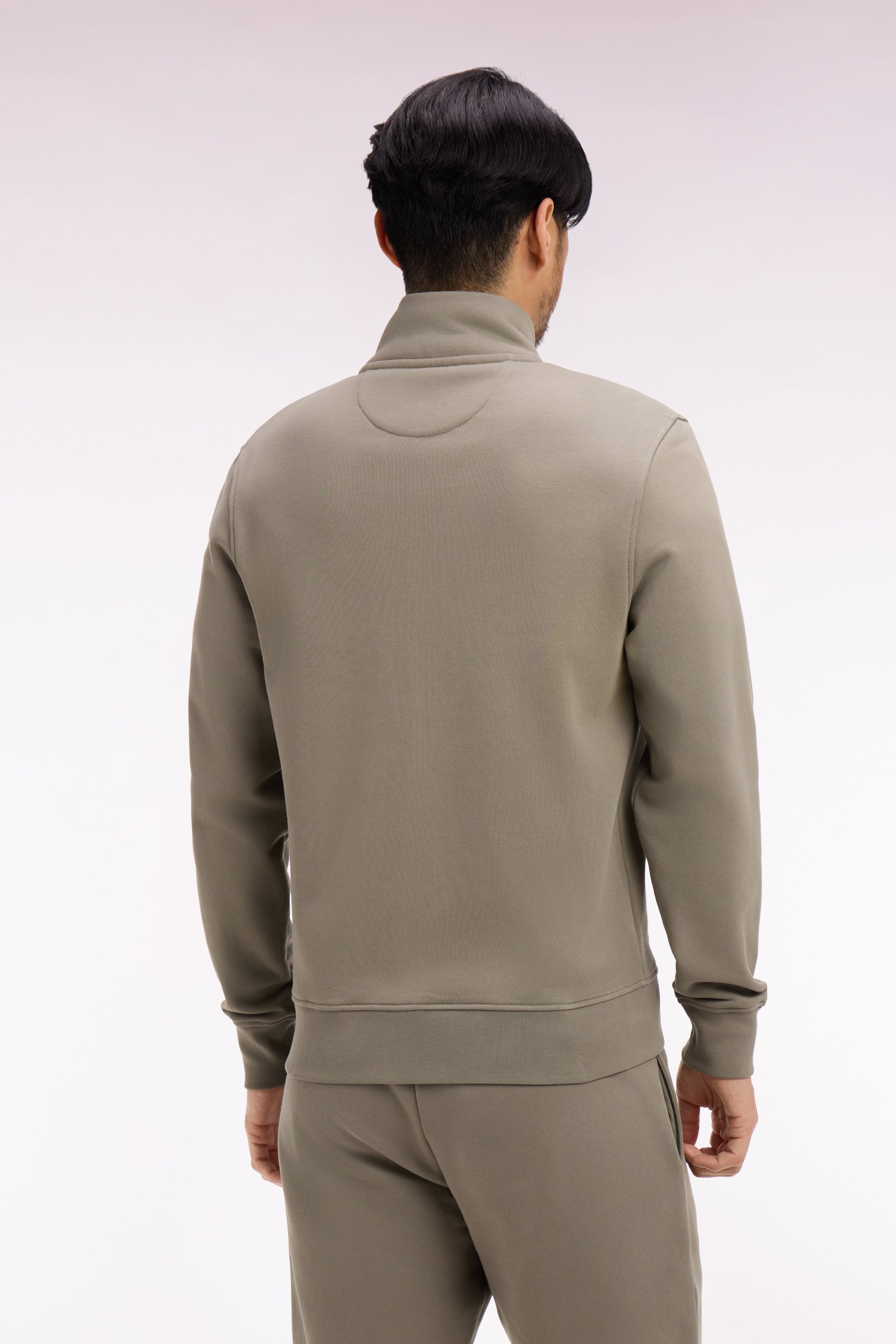 Sweatshirt zippé en molleton coton beige