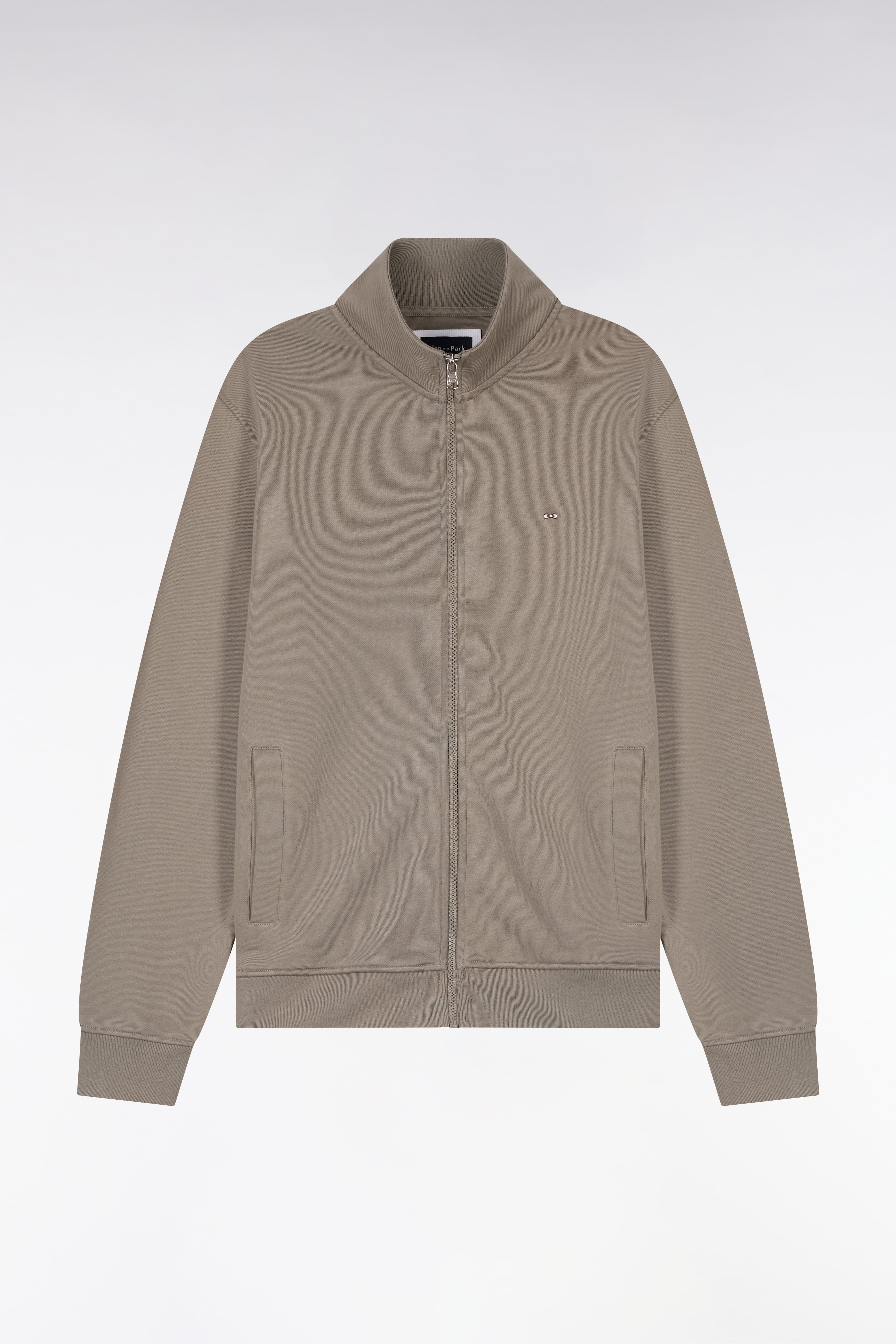 Sweatshirt zippé en molleton coton beige