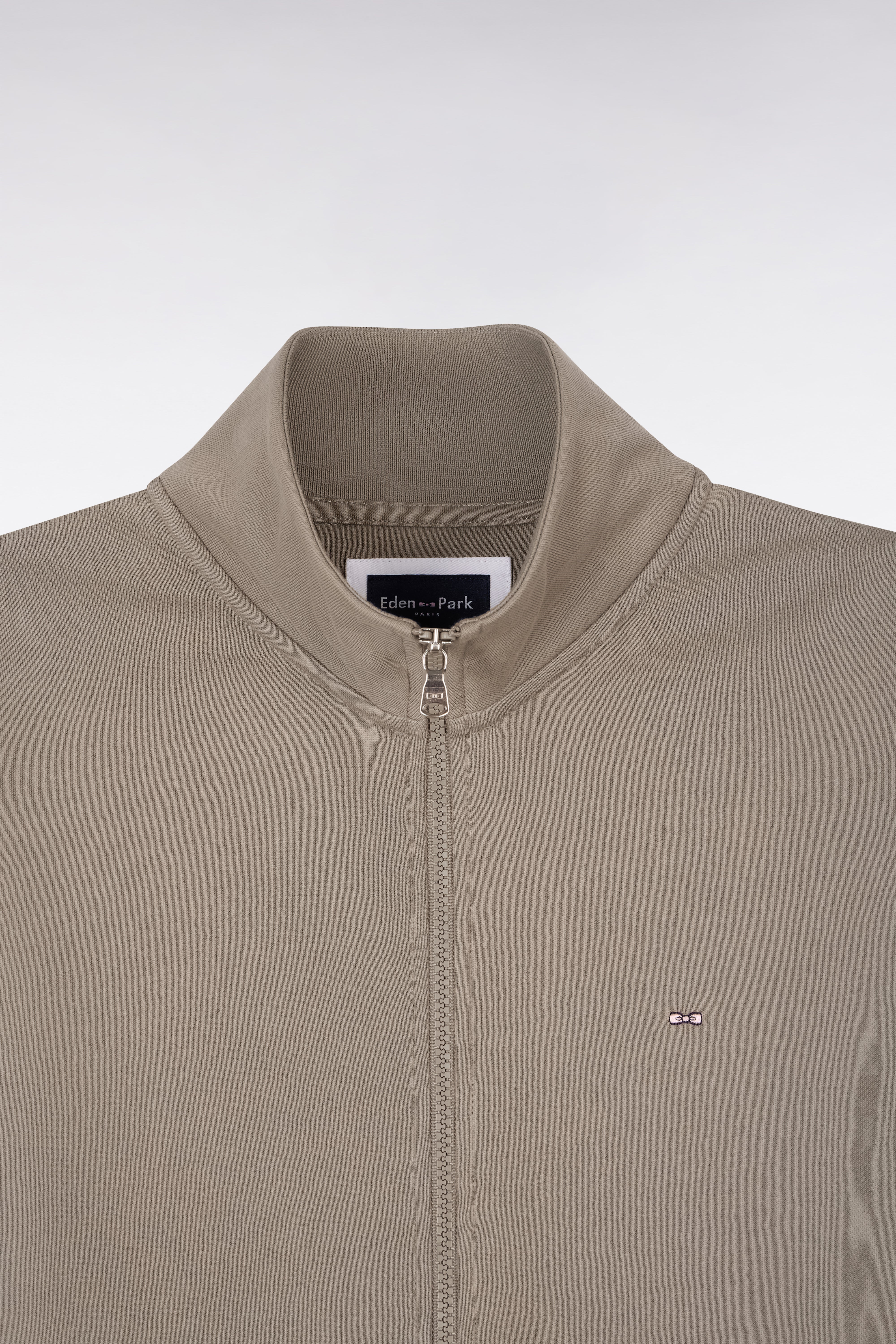 Sweatshirt zippé en molleton coton beige
