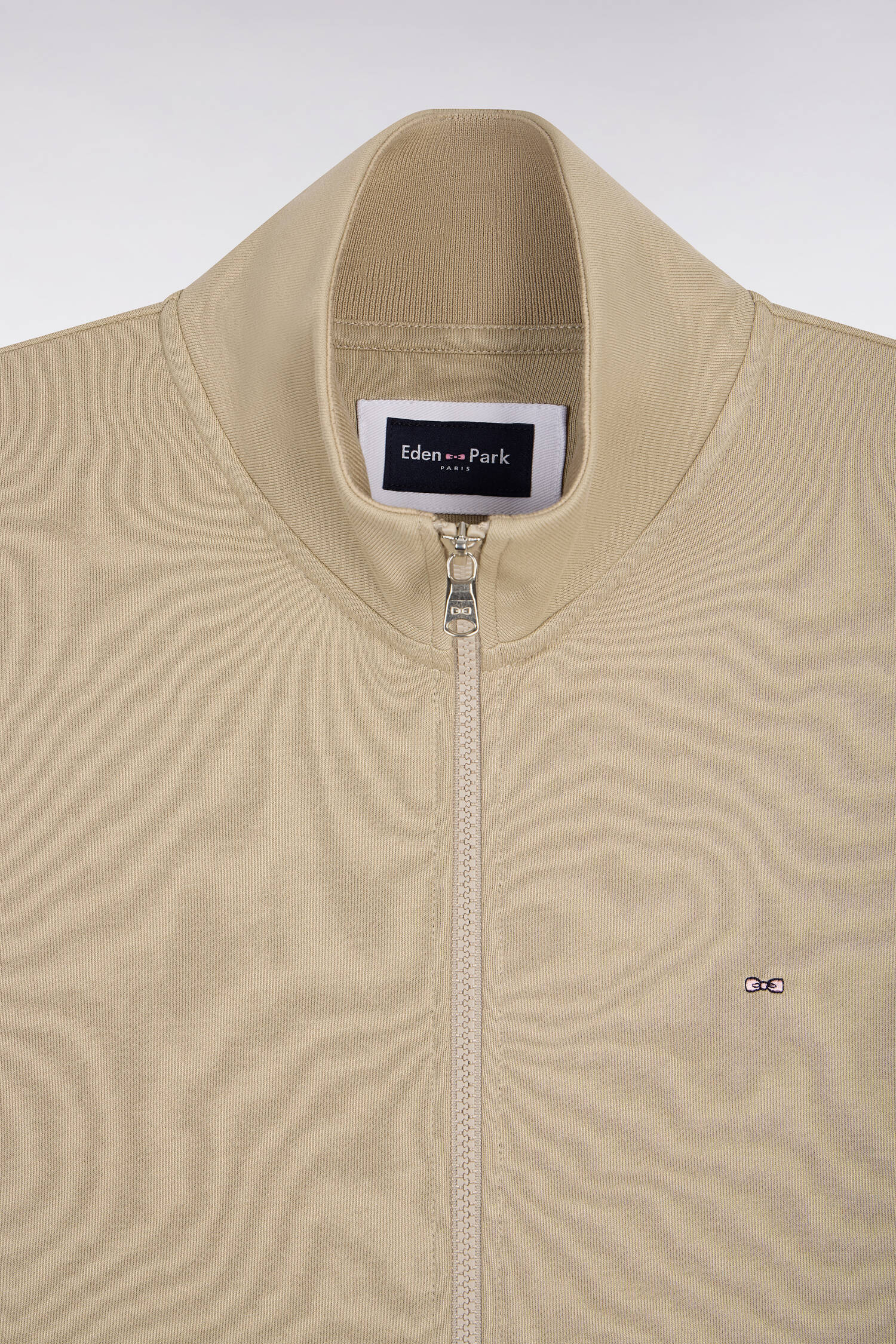 Sweatshirt zippé en molleton coton beige